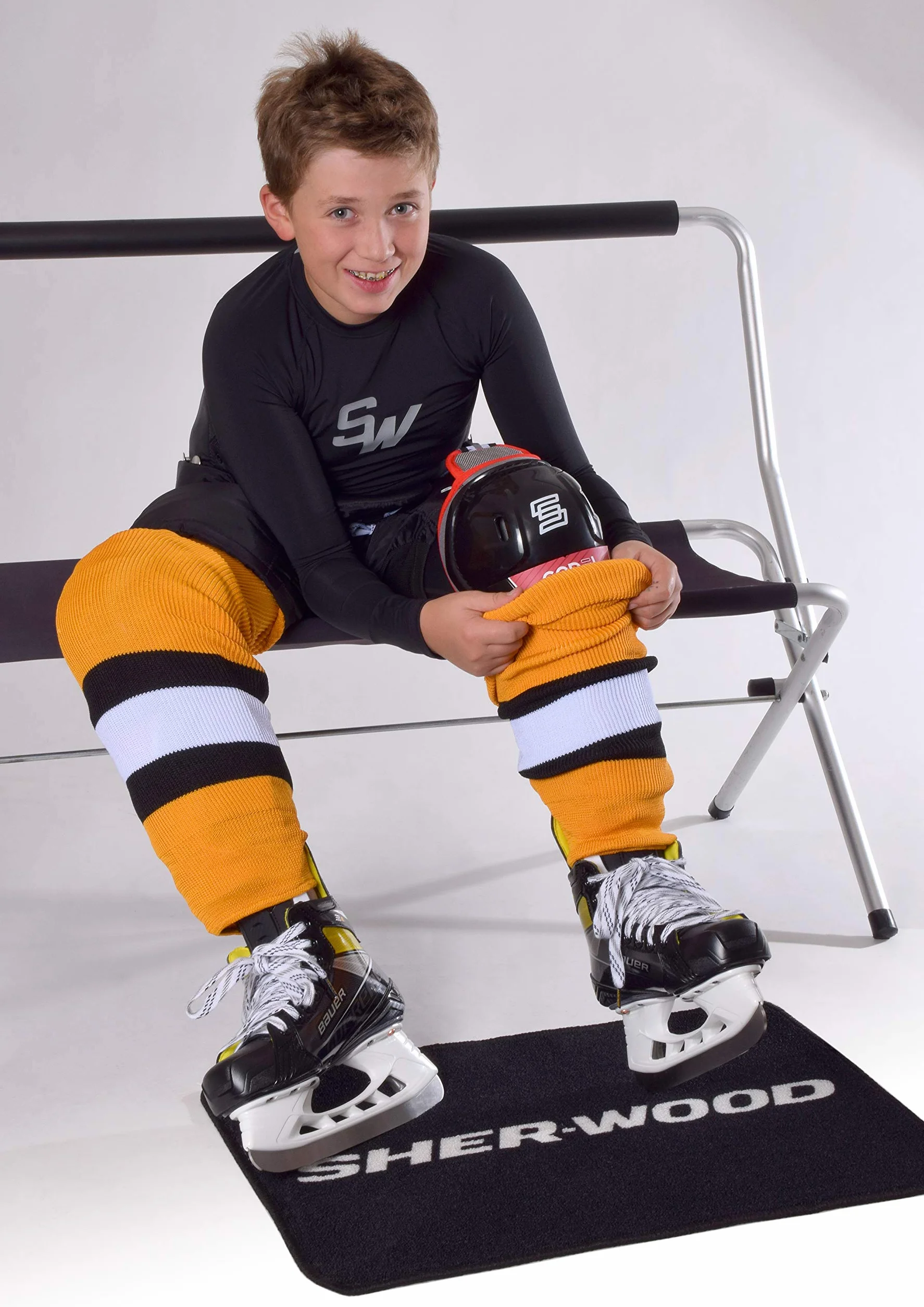 Sherwood Medias de hockey para Junior Toronto NHL Espinillera Calcetines 100% poliéster Negro Rojo Blanco Talla única