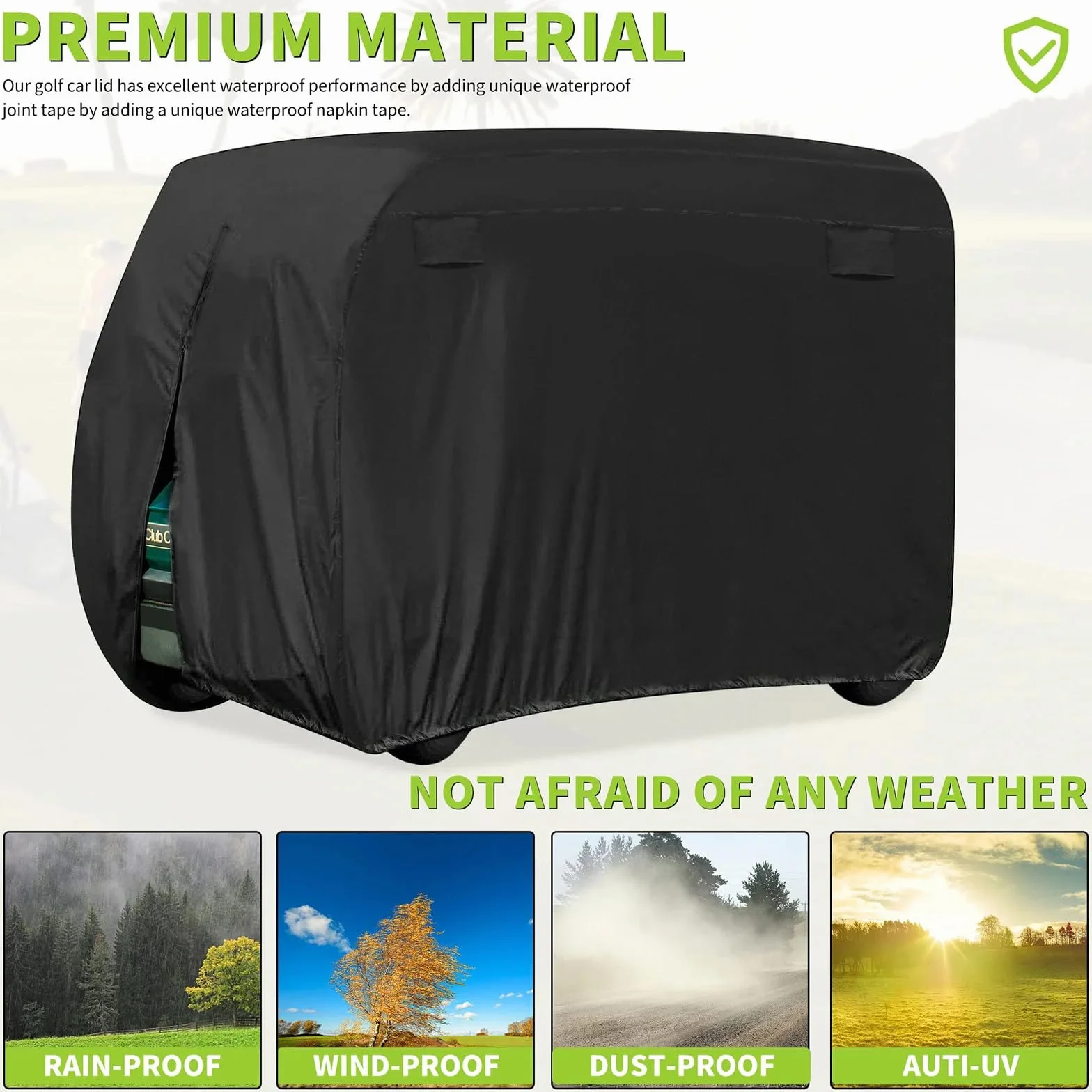 Funda para Carrito de Golf Impermeable Cubierta Oxford para Lluvia y Polvo para 4 Personas Ezgo Club Car Yamaha