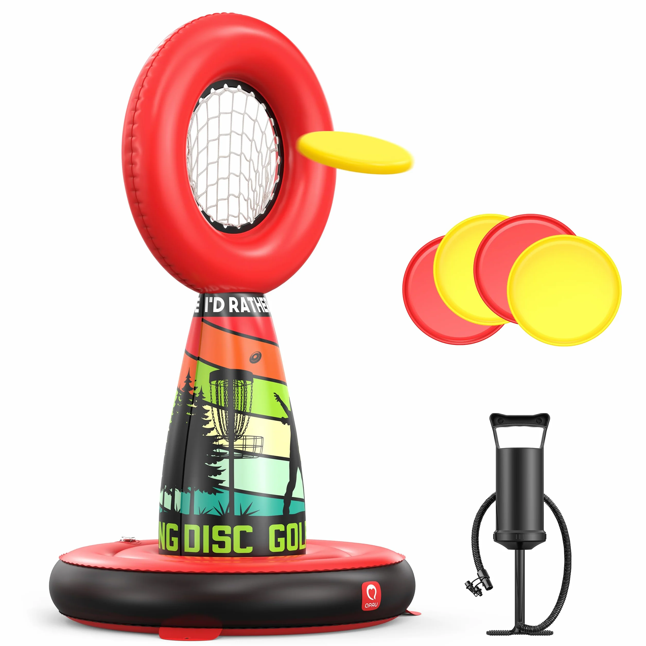 Set de Disc Golf Inflable para Niños, Juego Completo de Exterior con Cesta, 4 Discos y Bomba