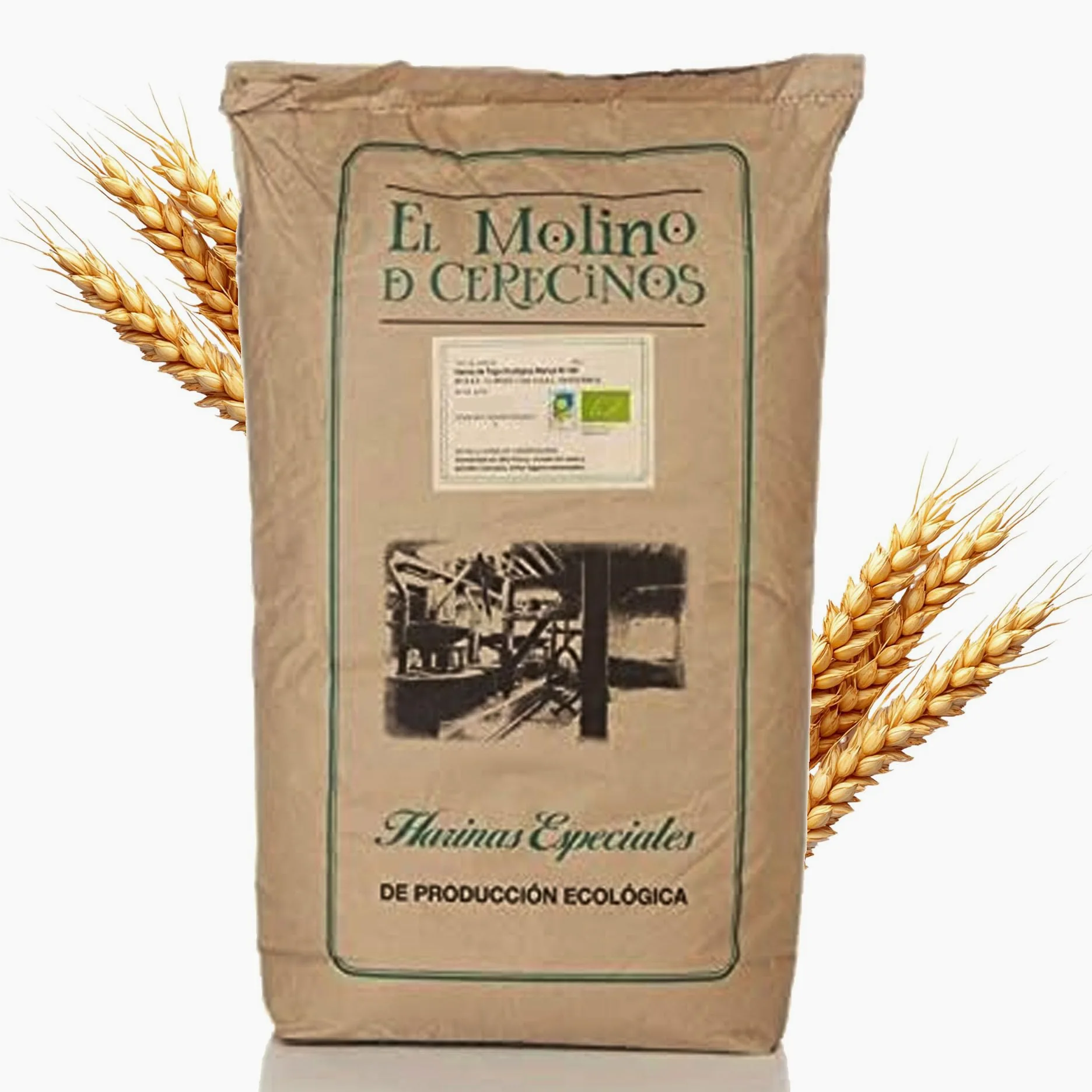 Harina De Trigo Ecológica Blanca W130 | Selección de Trigos Ecológicos y Molturados en Cilindros, con Todo el Germen del Trigo | Aporta Aroma y Sabor | Harina de Fuerza Suave, 25Kg