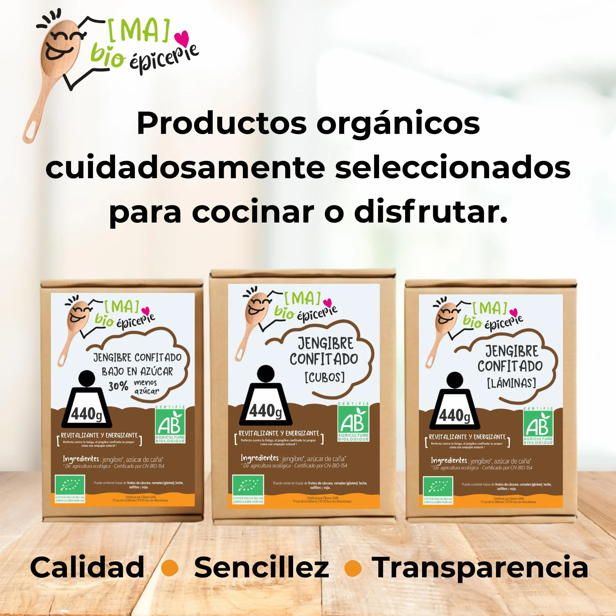 MA bio-épicerie - Jengibre Confitado Ecológico Cubierto de Chocolate Negro Eco 400 g - Jengibre Deshidratado a Granel sin Conservantes con Chocolate