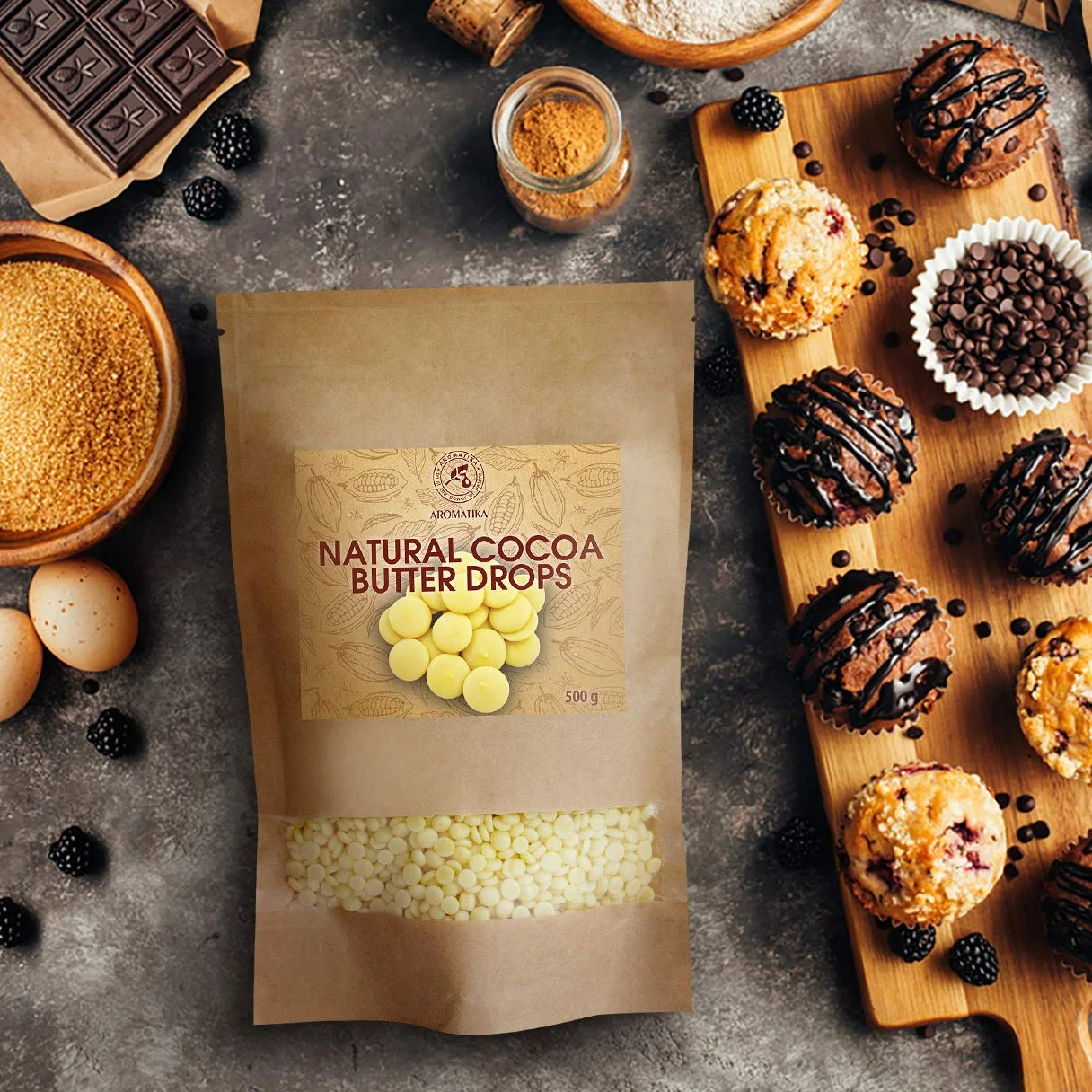 Manteca de Cacao Comestible 500g - Theobroma - Cacao Nibs - Raw Sin Refinar Manteca de Cacao - Pastillas de Manteca de Cacao Granulos - Hornear Manteca de Cacao Alimentaria para Hornear y Hacer