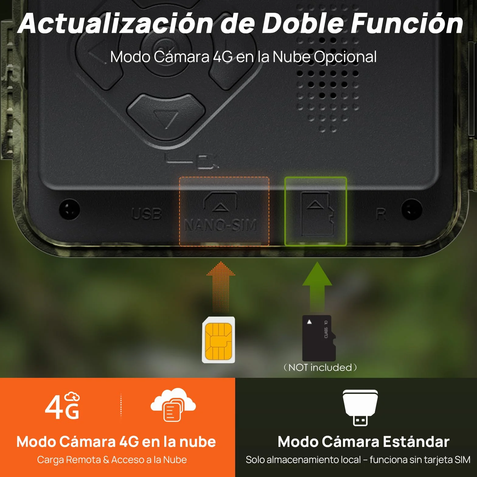 iZEEKER 2 en 1 Cámara de Caza 4G LTE 2K HD 48MP Visión Nocturna Infrarroja IP66