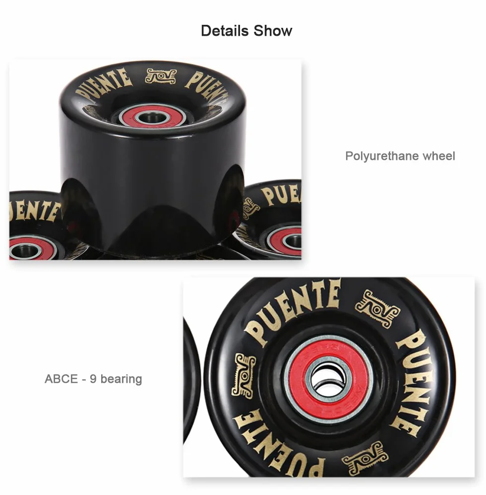 Ruedas de monopatín 60 x 45 mm de alta resistencia para deportes al aire libre (negro)