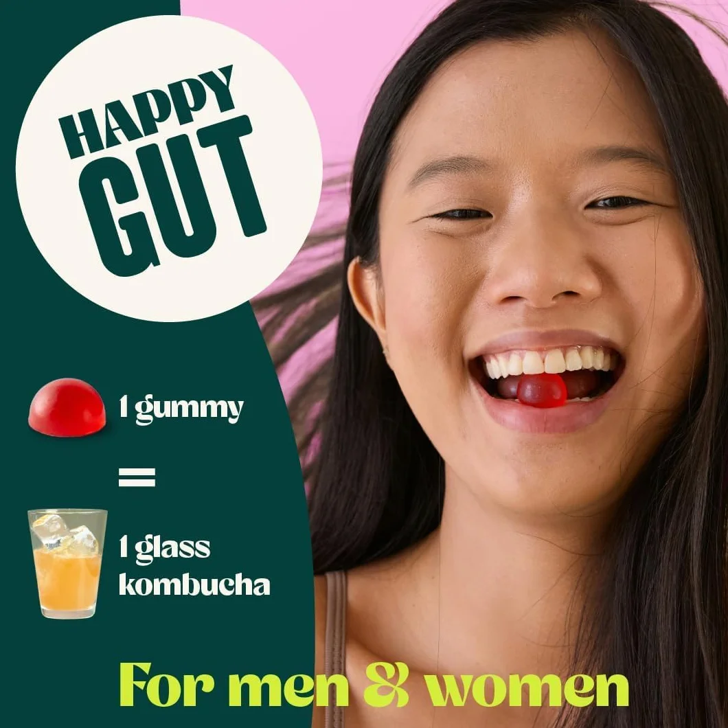Gomita probiótica Kombucha, adecuada para hombres y mujeres, sabor a baya, 1 unidad
