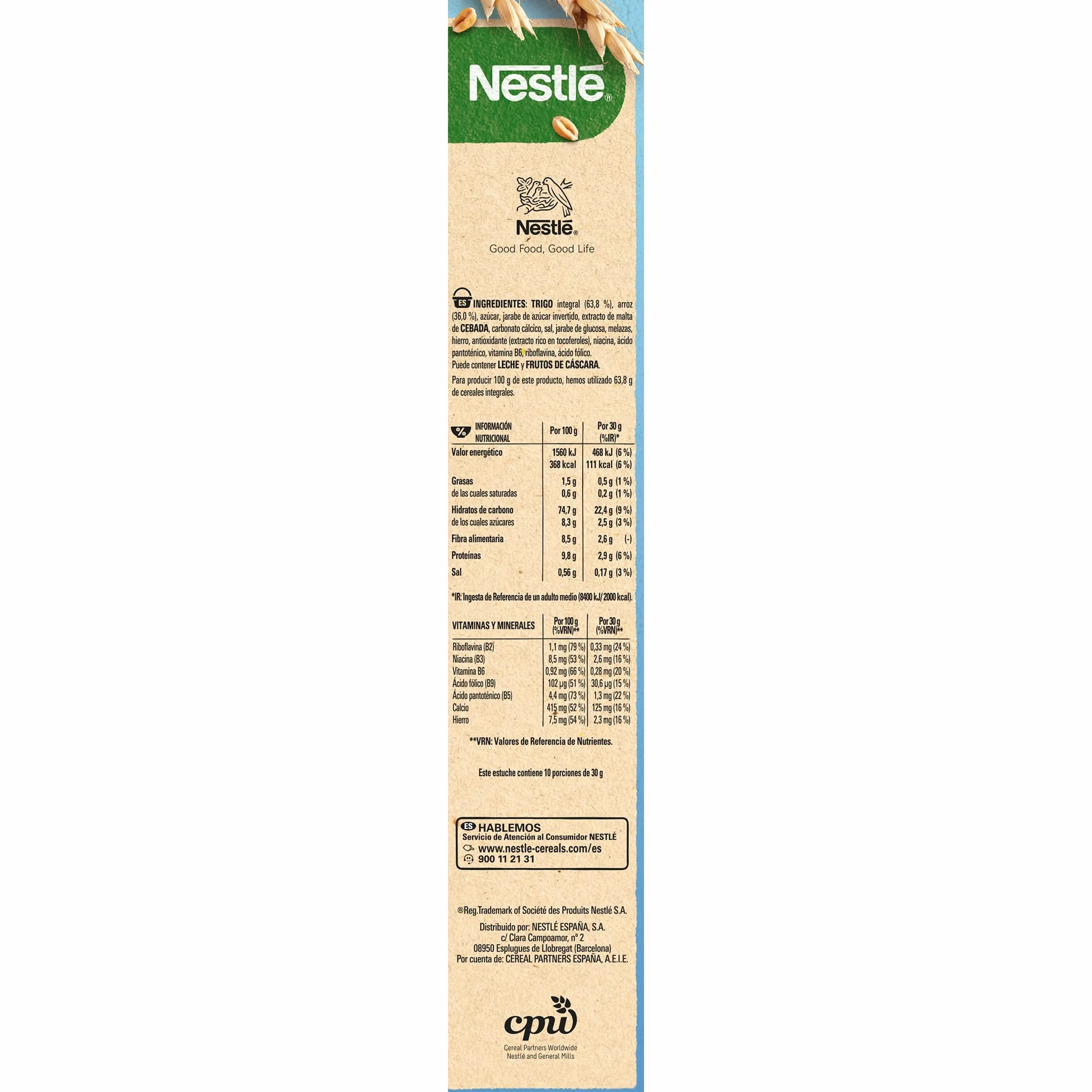 FITNESS Cereales Nestlé Original Copos de trigo integral y arroz tostados, Paquete de 300 g