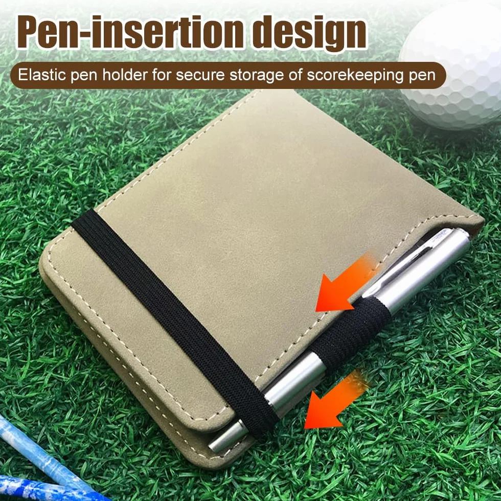 DONGKER Porta Tarjetas de Golf con Bolígrafo, Billetera de Cuero PU para Tarjetas de Puntuación, Regalo para Golfistas
