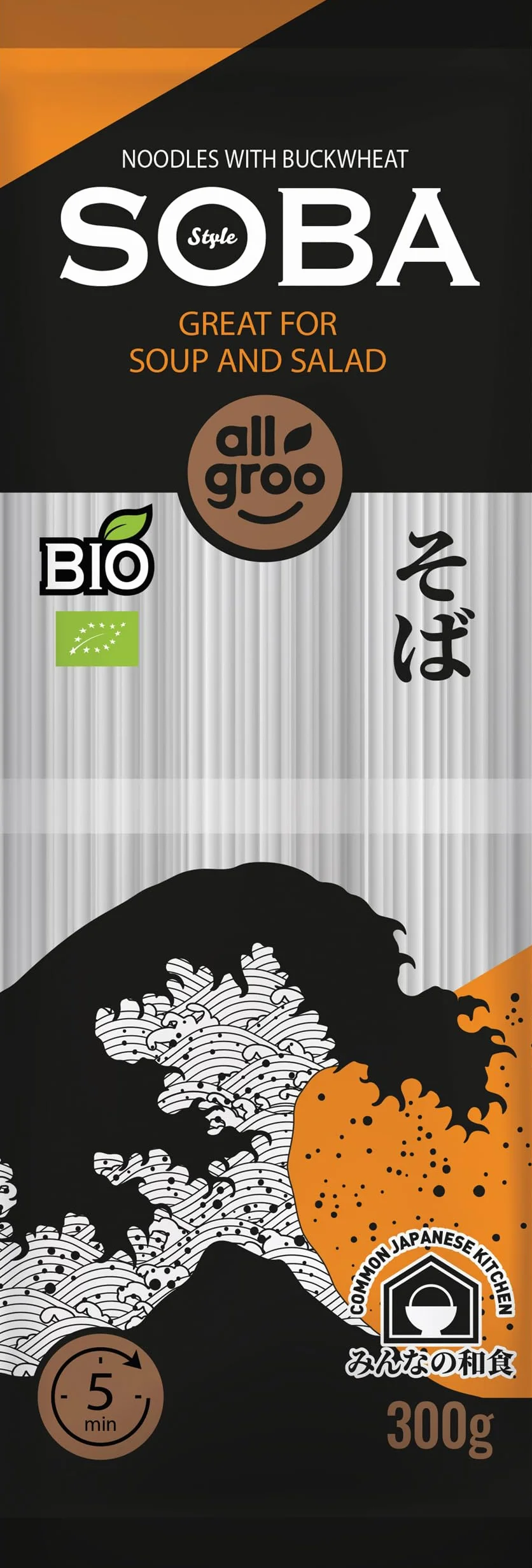 Allgroo Fideos orgánicos de trigo sarraceno, soba - 1 x 300 g