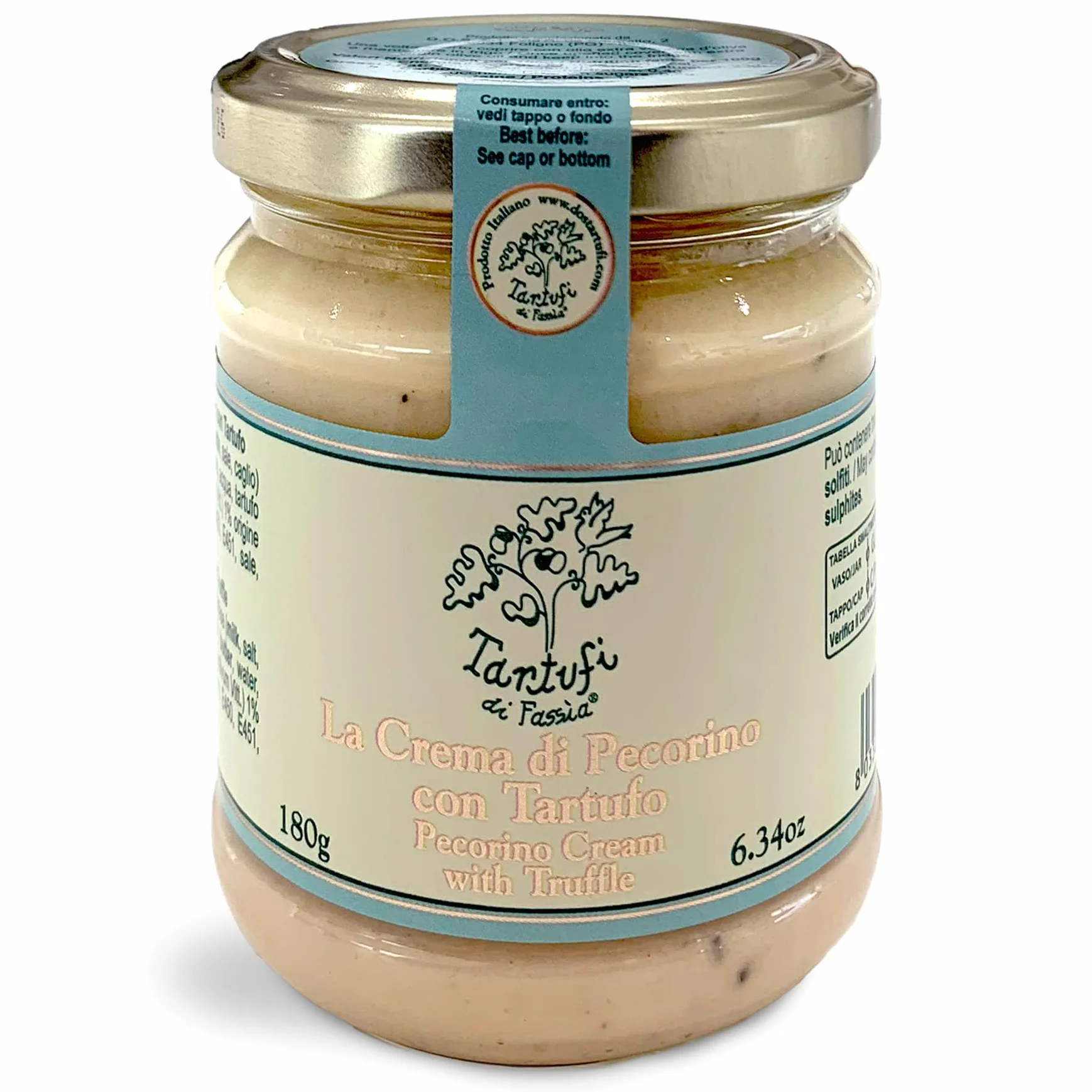 DOS Tartufi - Crema de Queso Pecorino con Trufas | Producción Artesanal Italiana | Para Entrantes y Platos Principales | 180g