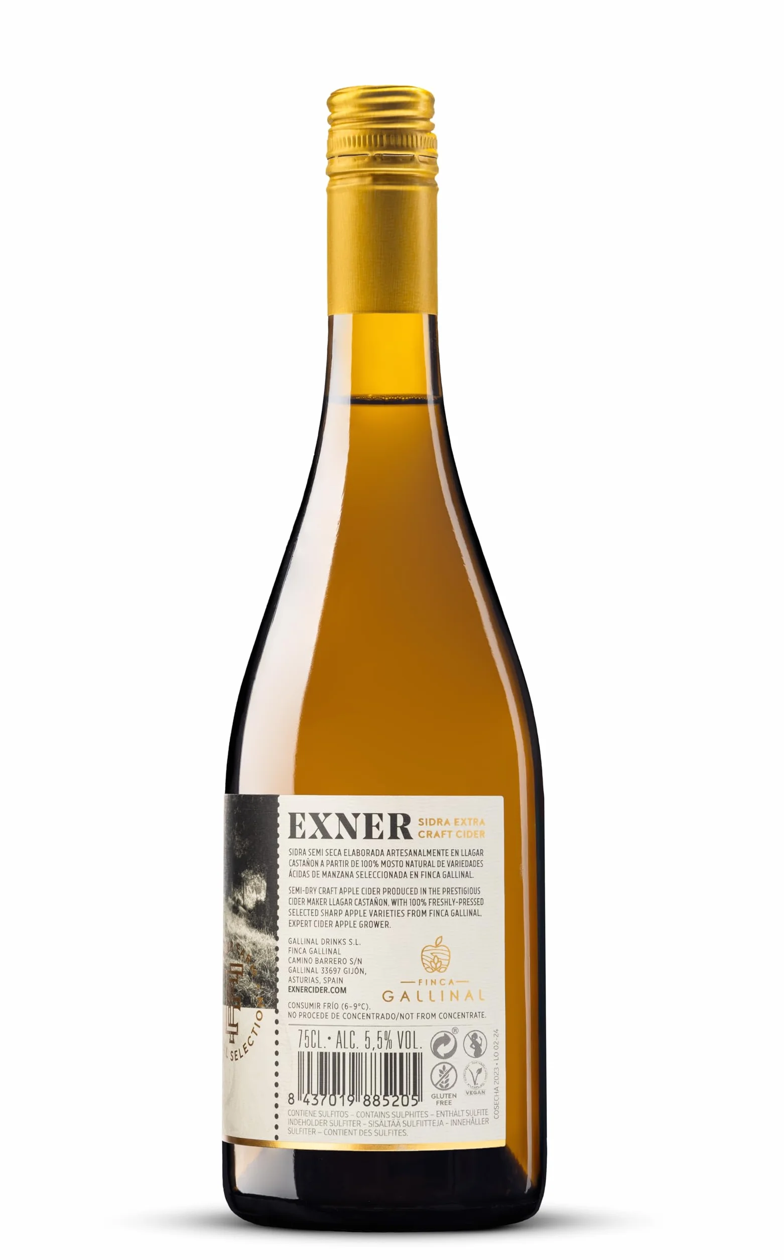 EXNER Sidra Artesana Craft Apple Cider - Natural - 100% Manzana - No Procede de Concentrado - Sin Gluten Vegana - 6 x 75 cl