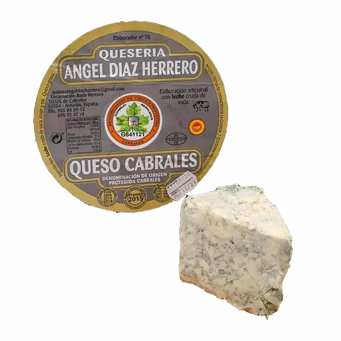 ARAMBURU Cuña de queso Asturiano Cabrales DOP Ángel Díaz, 240-250g, Origen Asturias, Envasado al vacio