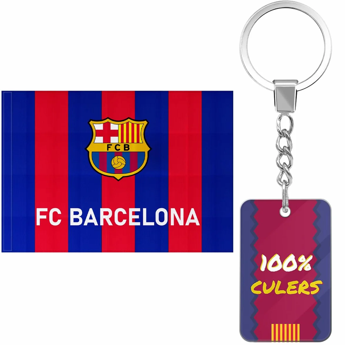 Bandera oficial del Barcelona de Fútbol 150x100 cm con Llavero Culers