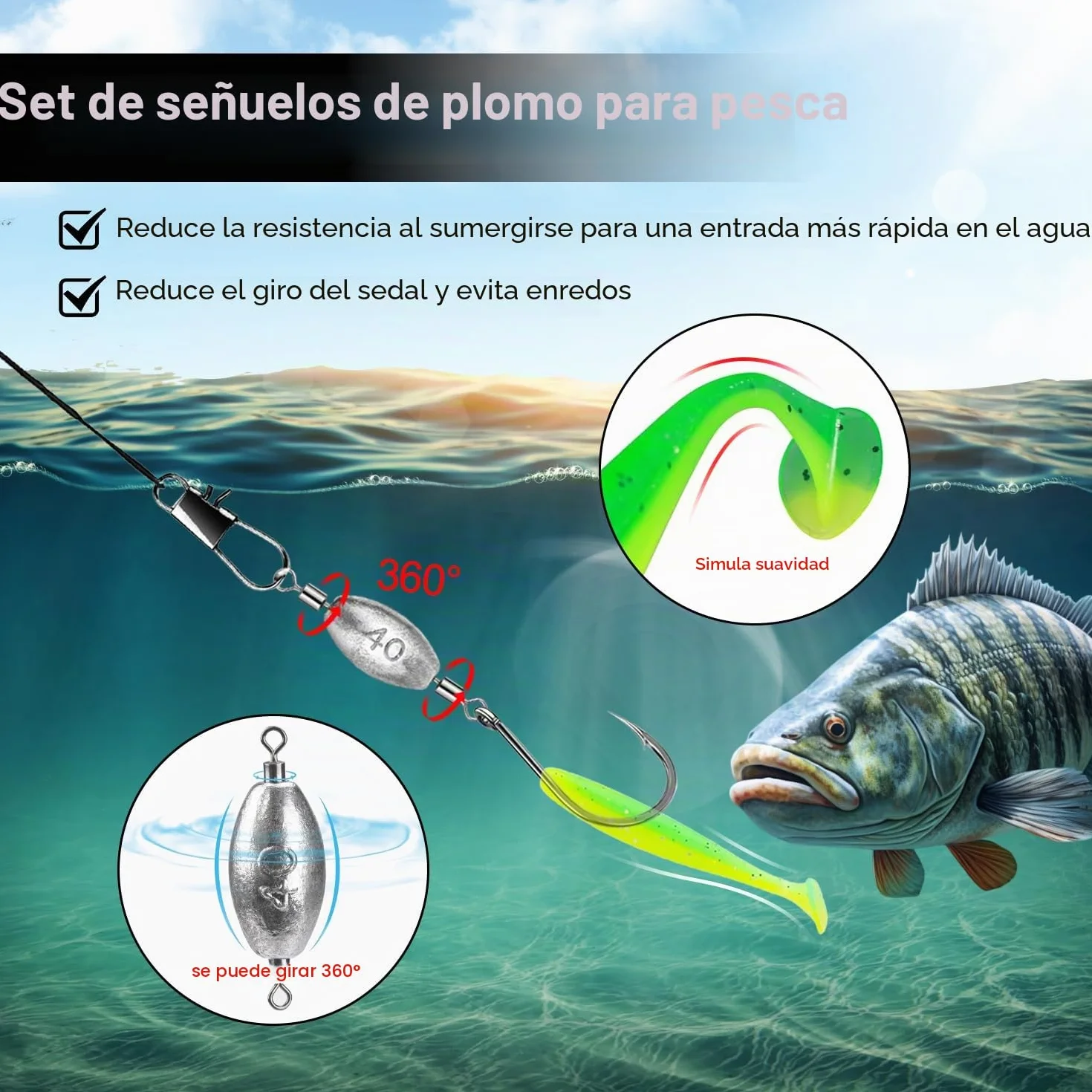 Kit de Plomos Pesca Surfcasting 134 Piezas 5-60g con Giratorio