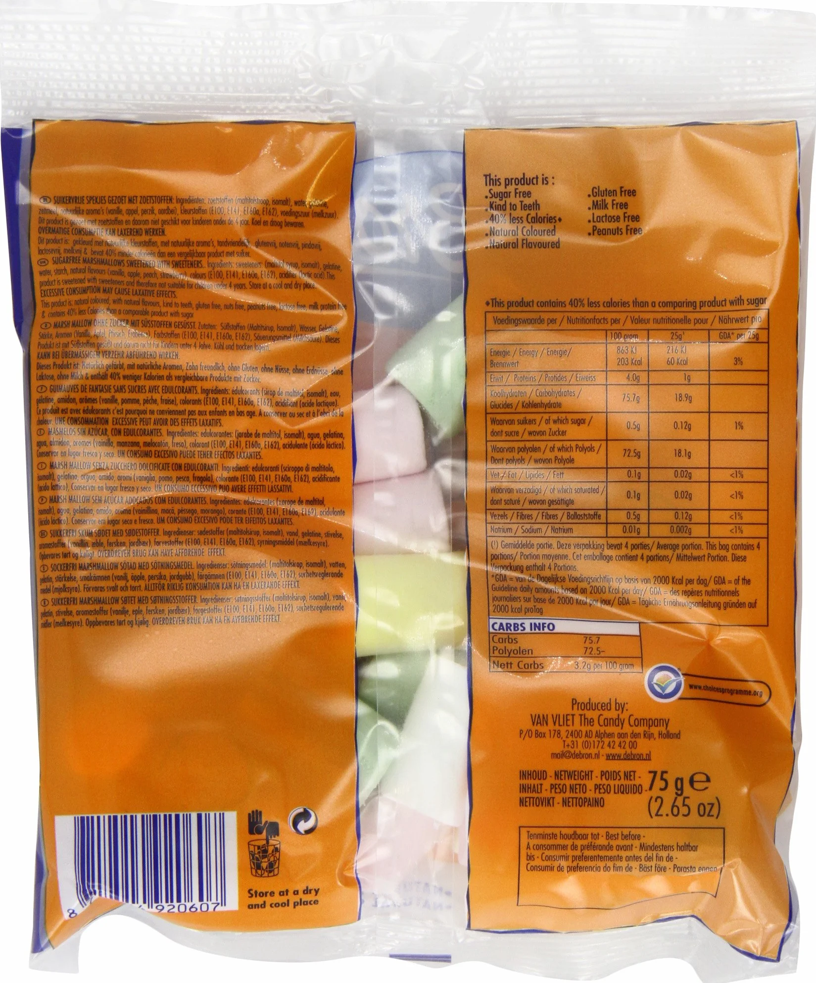 De Bron Sugar Free Marshmallows Pack of 6