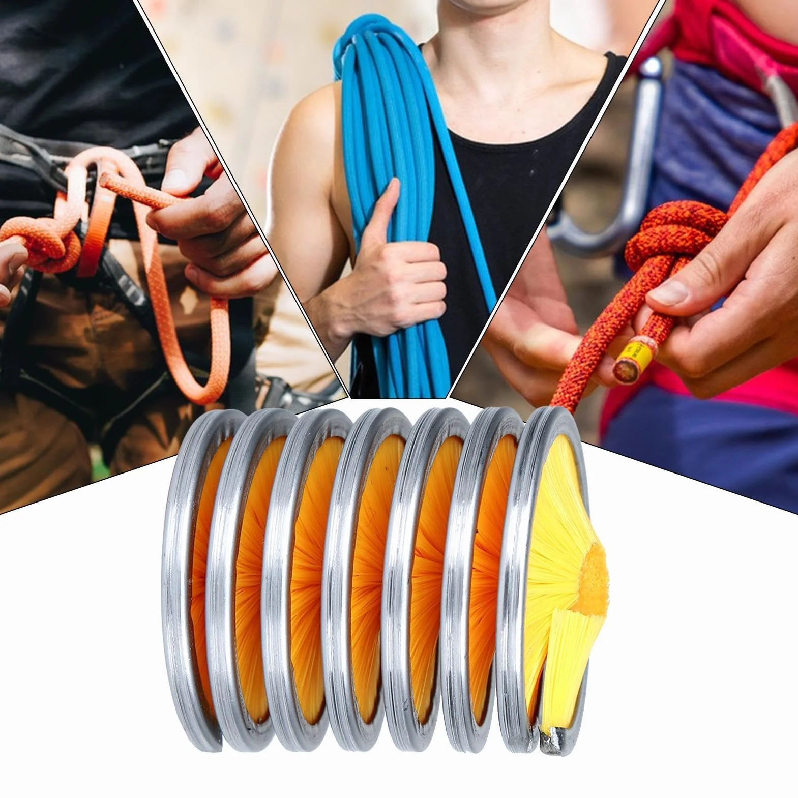 Cepillo limpieza cuerda escalada acero inoxidable cerdas nylon 5 cm 92 g 8-13 mm