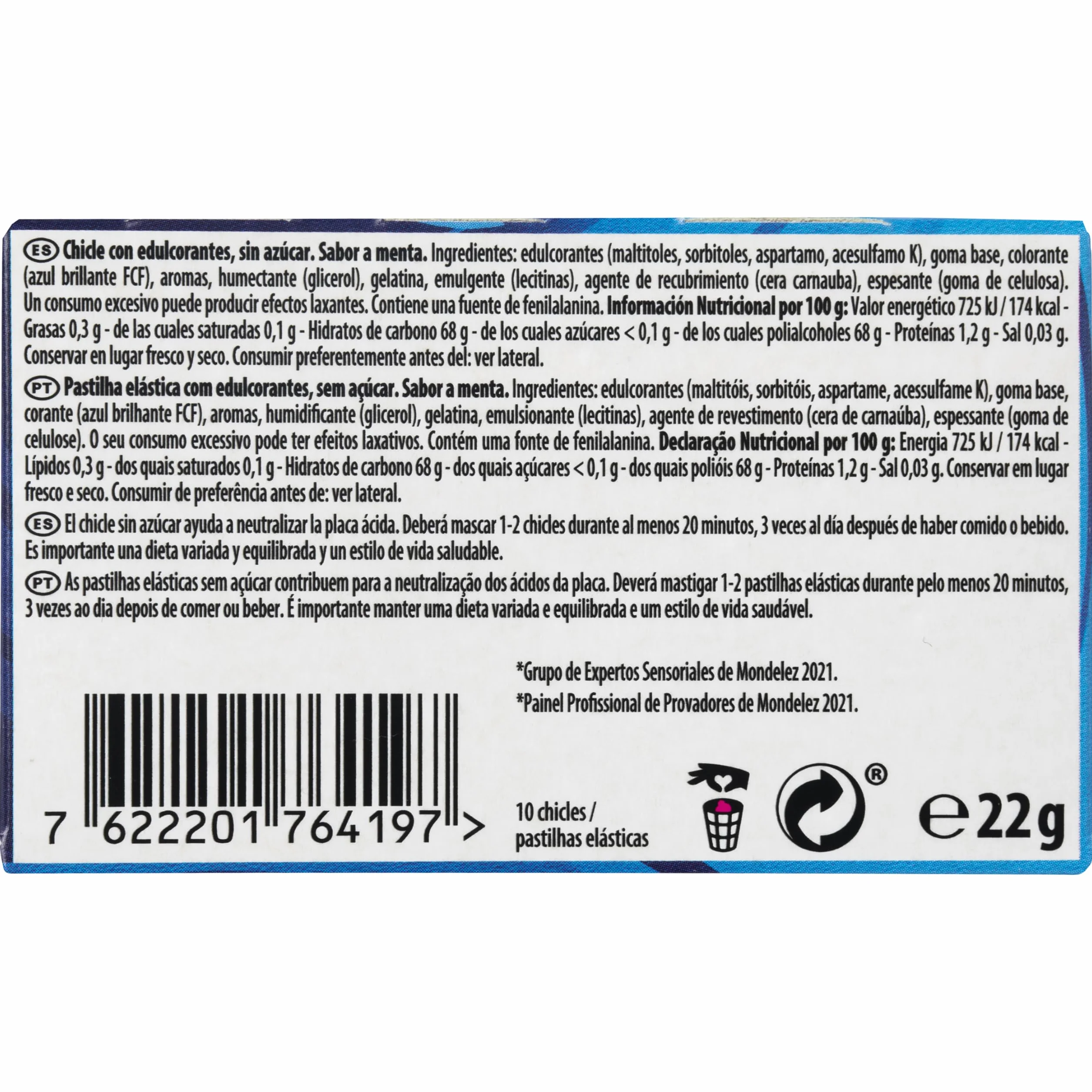 Trident 60 Minutos Menta - Chicles sin Azúcar con Sabor a Menta - Paquete de 16 Envases 22 g