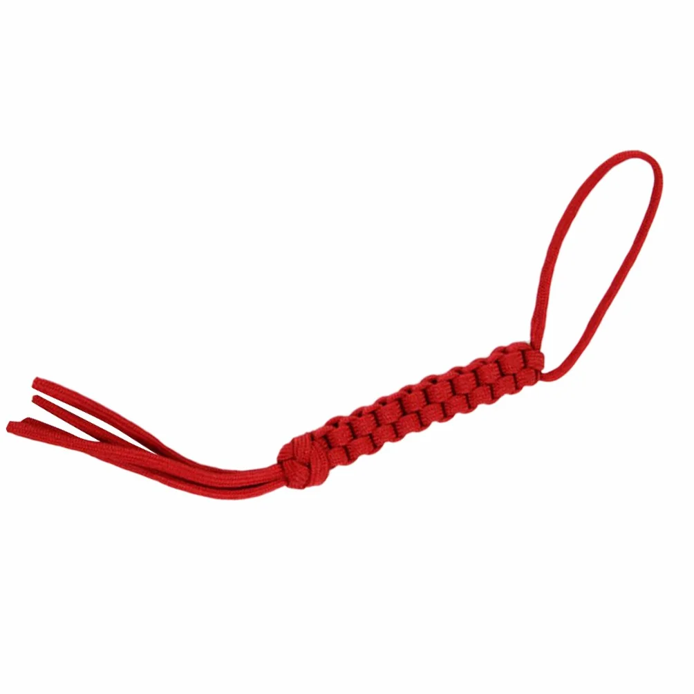 Colgante de cuchillo tejido de paracaídas rojo, cordón duradero para cuchillos y linternas