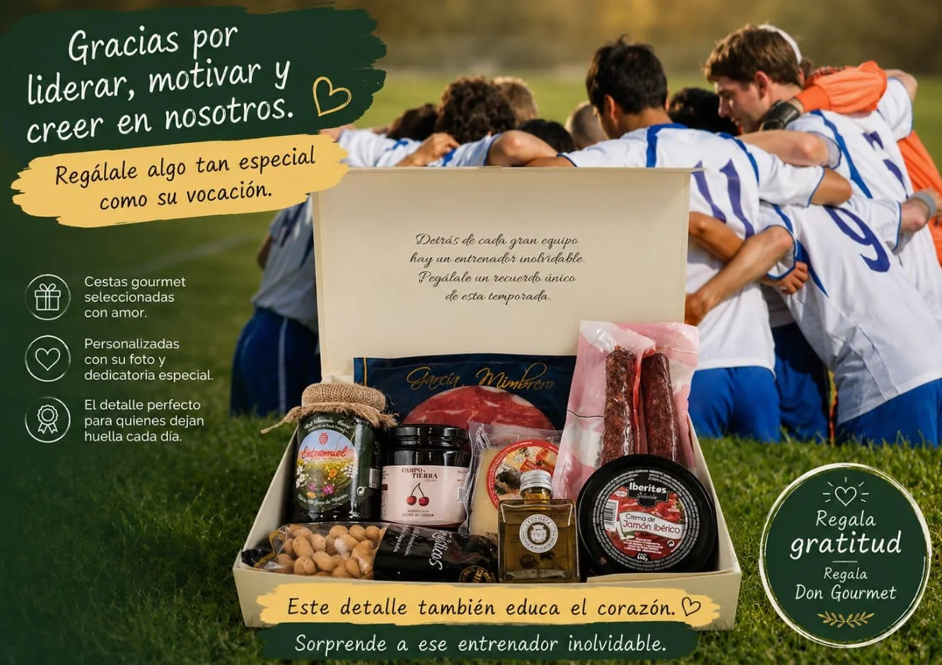 DON GOURMET, Cesta Gourmet para Regalar, Personalizable, Queso curado, jamón ibérico, chorizo ibérico, lote embutidos ibéricos, aceite de oliva, pack ibéricos, Regalo Profesor. (CESTA 6)