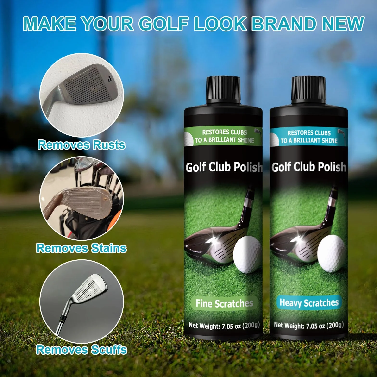 Kit de pulido para palos de golf 14.5 oz elimina rozaduras arañazos metal zinc aluminio acero