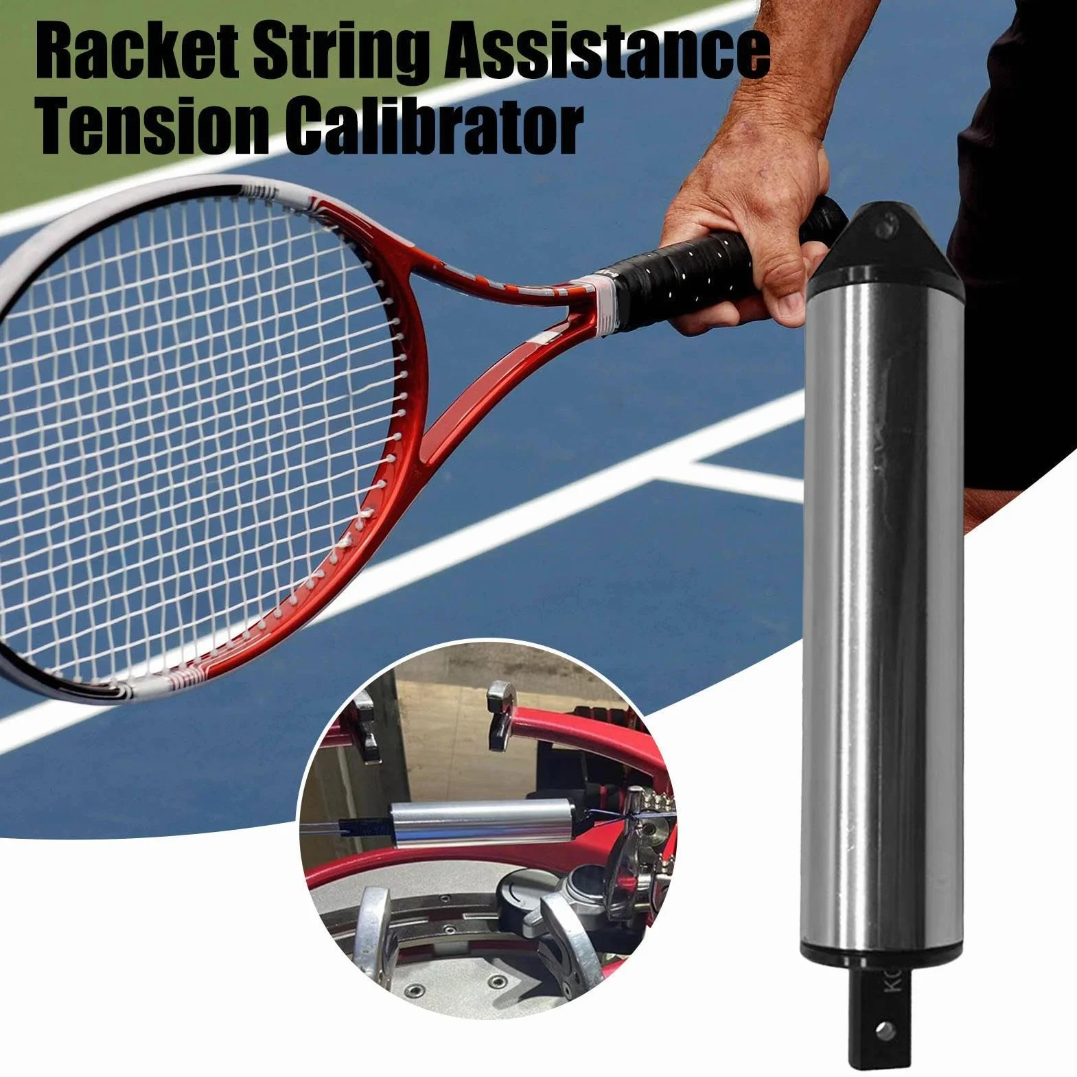Calibrador de tensión para raquetas de tenis, bádminton y squash