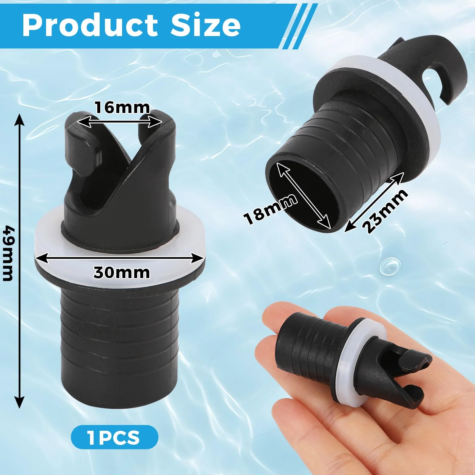 Adaptador de Válvula para Bote Inflable, Negro, Adaptador de Manguera de Bomba de Pie
