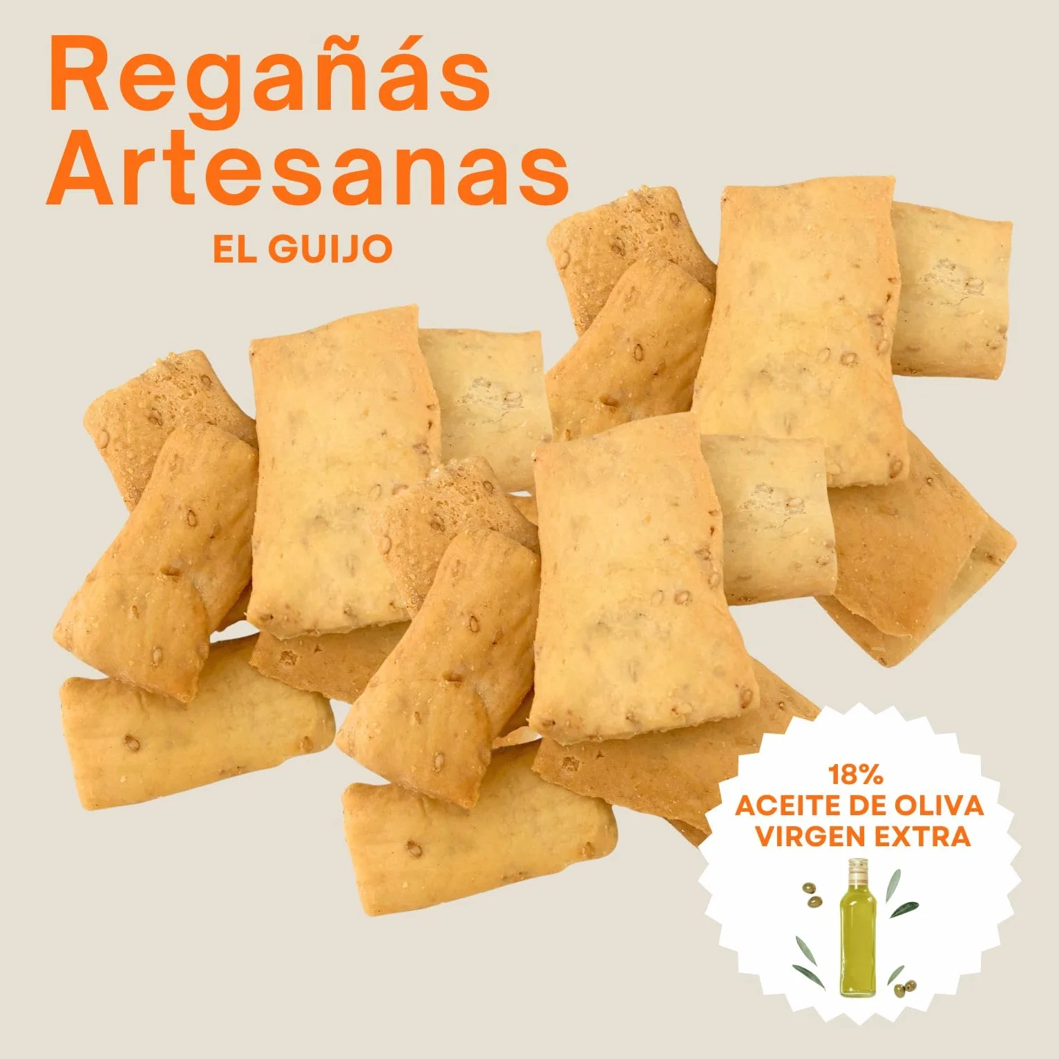 Regañá Artesana El Guijo 18% Aceite de Oliva Virgen Extra Pack 6x250g Cuadraditos Pan Crujiente