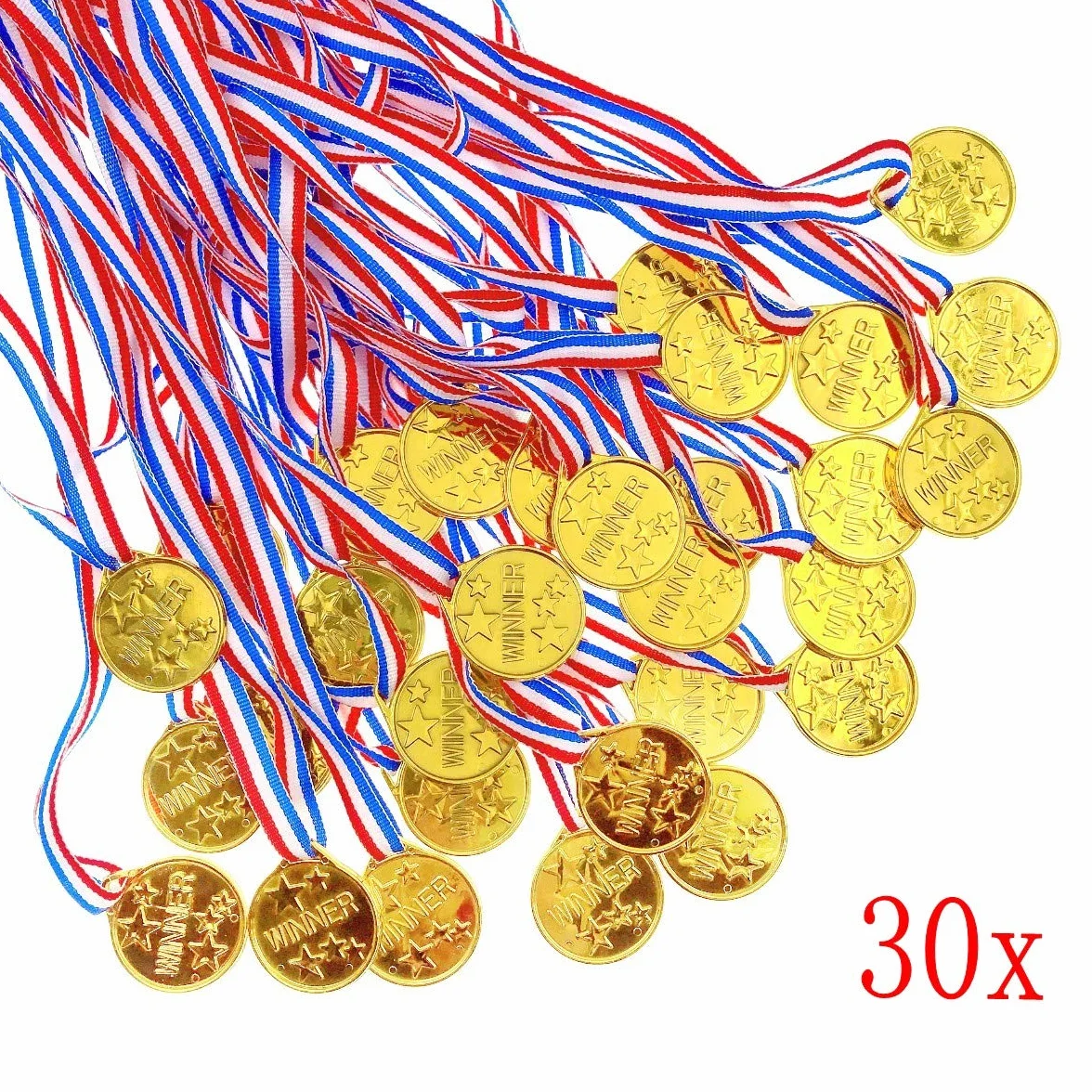 Medallas doradas de plástico con cintas para niños