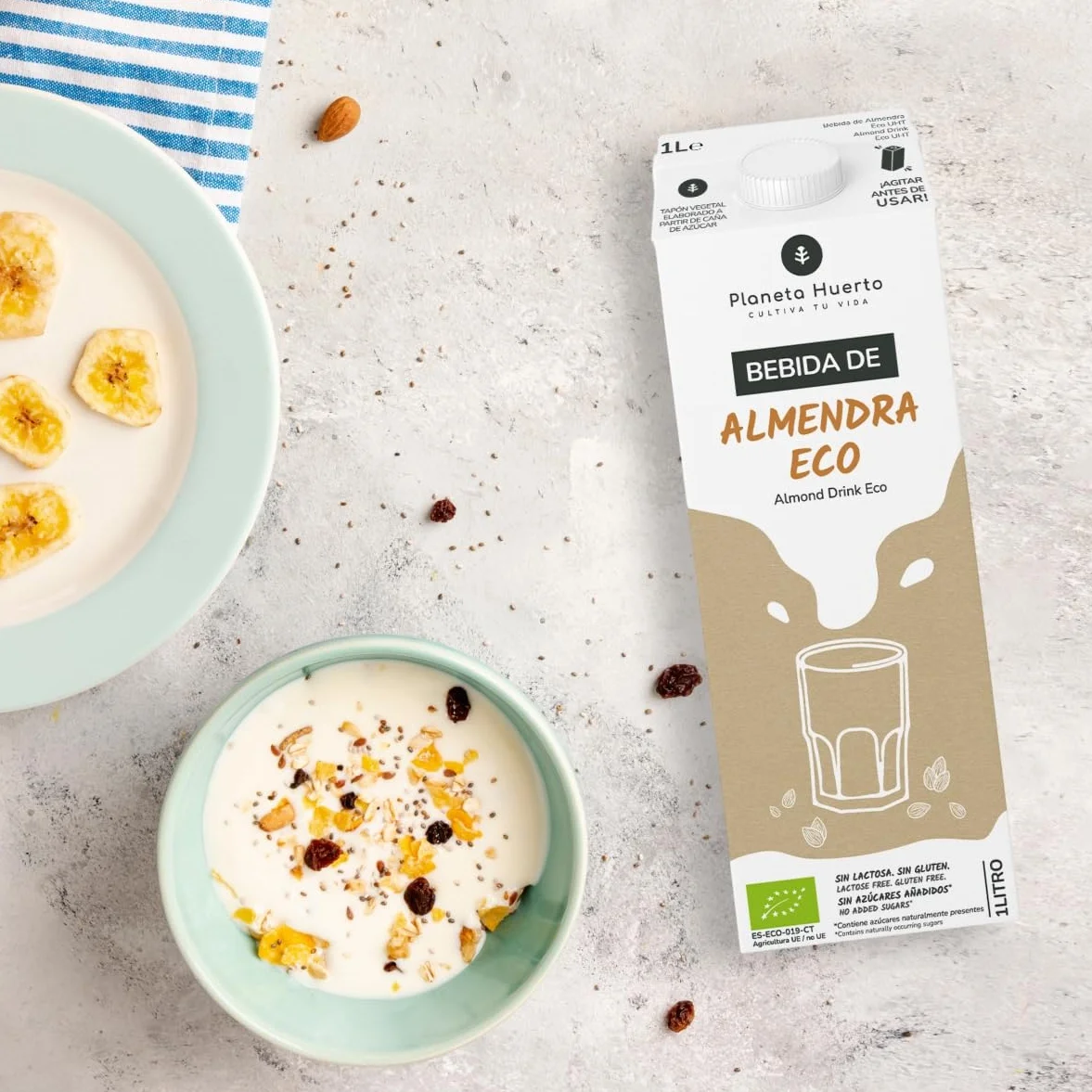 PLANETA HUERTO | Pack 6x Bebida de Almendra Ecológica 1L, 100% Vegetal, Sin Lactosa, Con Grasas Saludables, Fuente de Fibra - Bebida de Avena Ideal para Veganos, Desayunos, Batidos y Cocina Natural