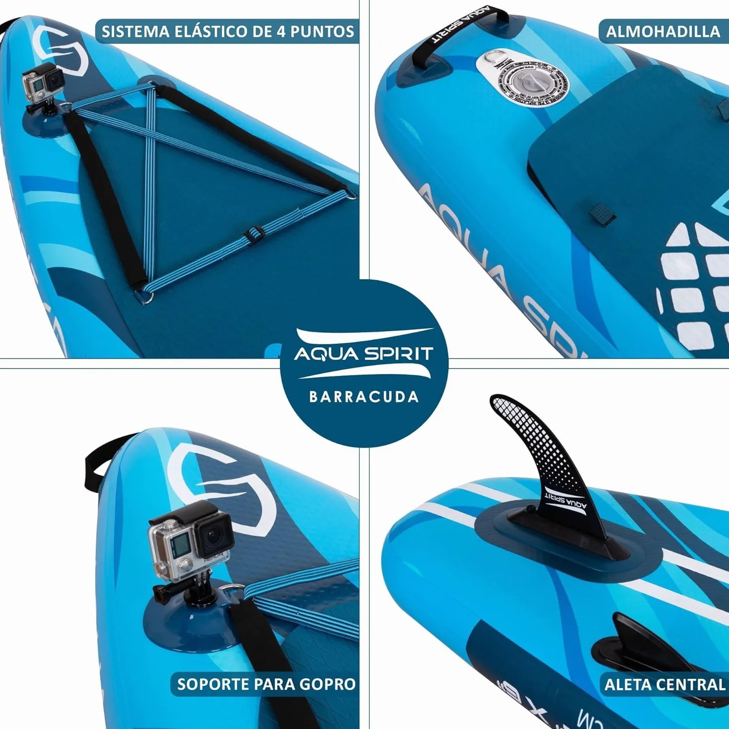 AQUA SPIRIT 320x79x15cm Sup Tabla Hinchable de Paddle Surf Kit de Conversión de Kayak con Pala Ajustable de Aluminio