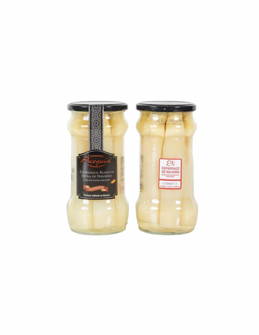 Espárragos Blancos Extra 5 Frutos D.O. Navarra - Acequia | Calidad Gourmet en Cristal 580 ml | Espárragos gruesos, tiernos y sabrosos con Denominación de Origen Navarra, (2 Tarros).