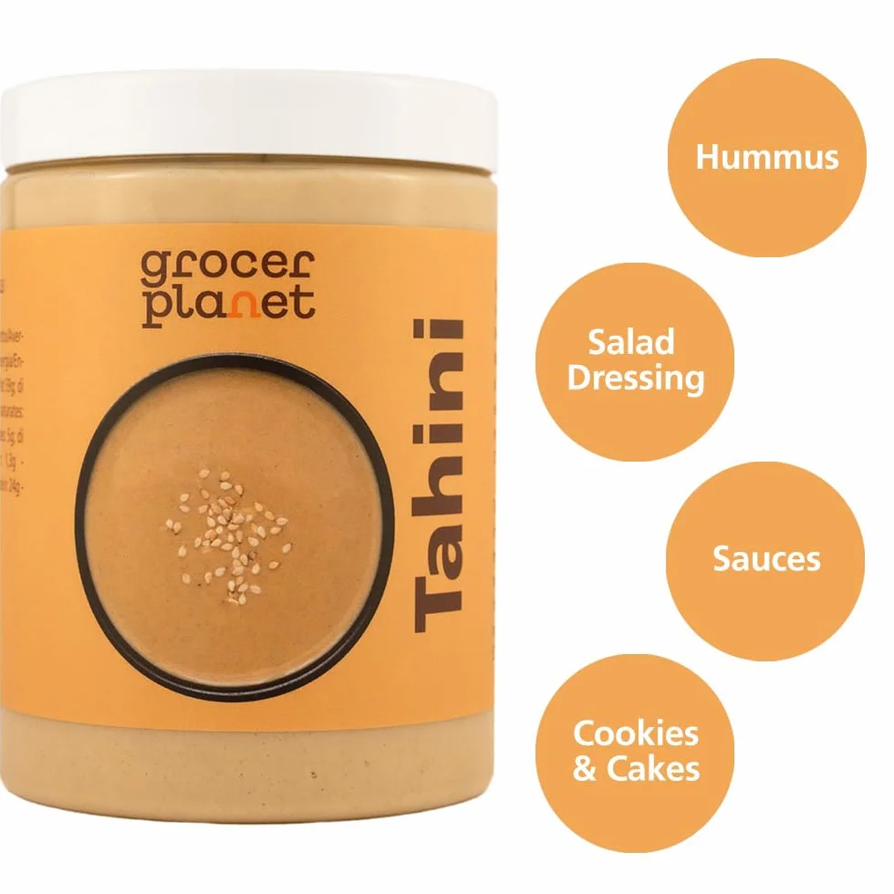 Grocer Planet - Tahini (1Kg) | Semillas de Sésamo Tostadas y Prensadas | Natural | Sin OGM | Vegano | Ideal para Humus