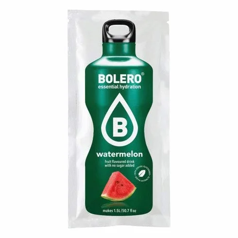 BOLERO Bebidas de 24 bolsitas de 9 gramos con sabor Water Melon – Preparado instantáneo para bebidas con Stevia y vitamina C y sin azúcar