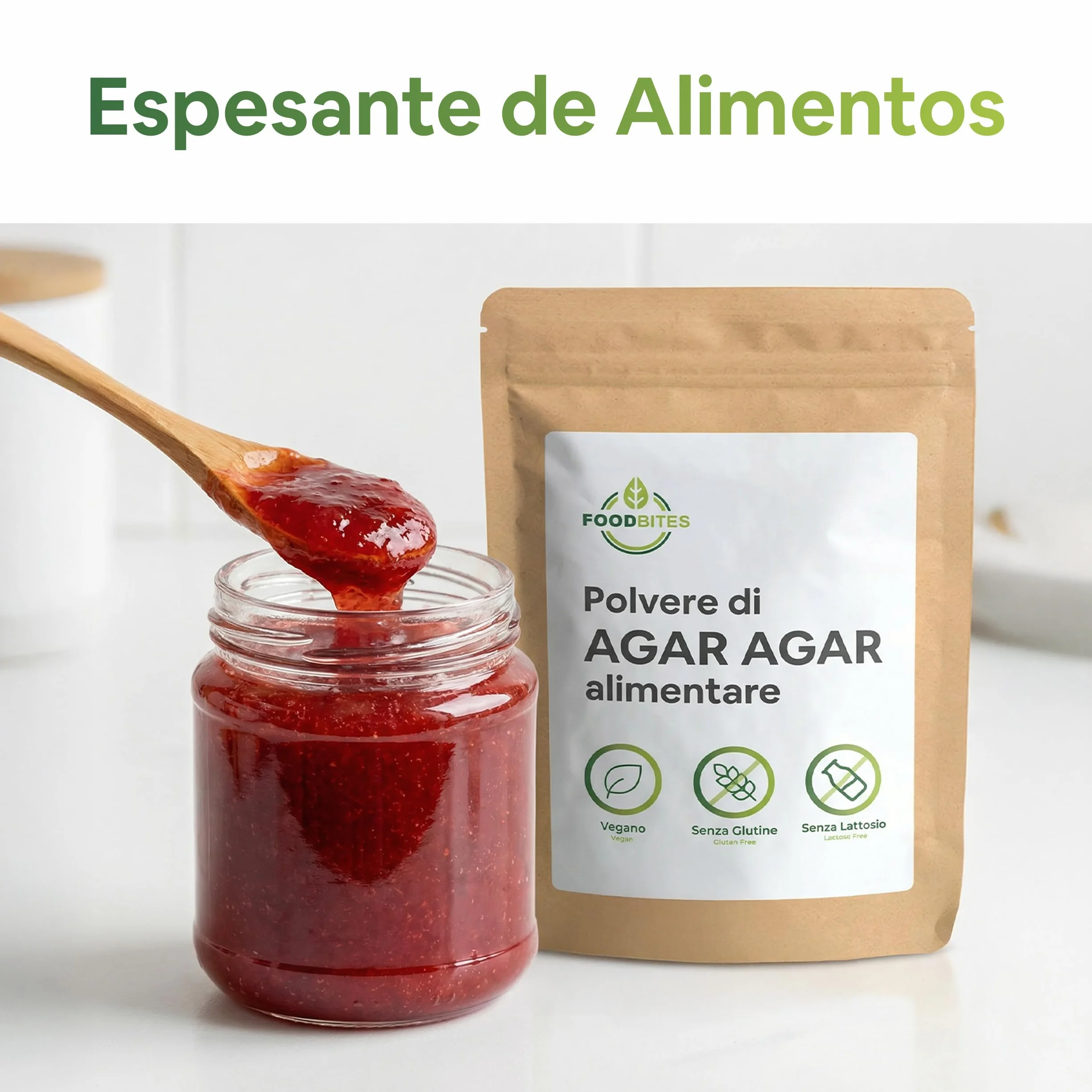 Food Bites Agar Agar en Polvo Alimentario 1Kg para Cocinar – Espesante Alimentario para Postres, Cocina Molecular y Mixología – Gelatina sin Sabor en Polvo Natural – eBook DE REGALO con 20 Recetas