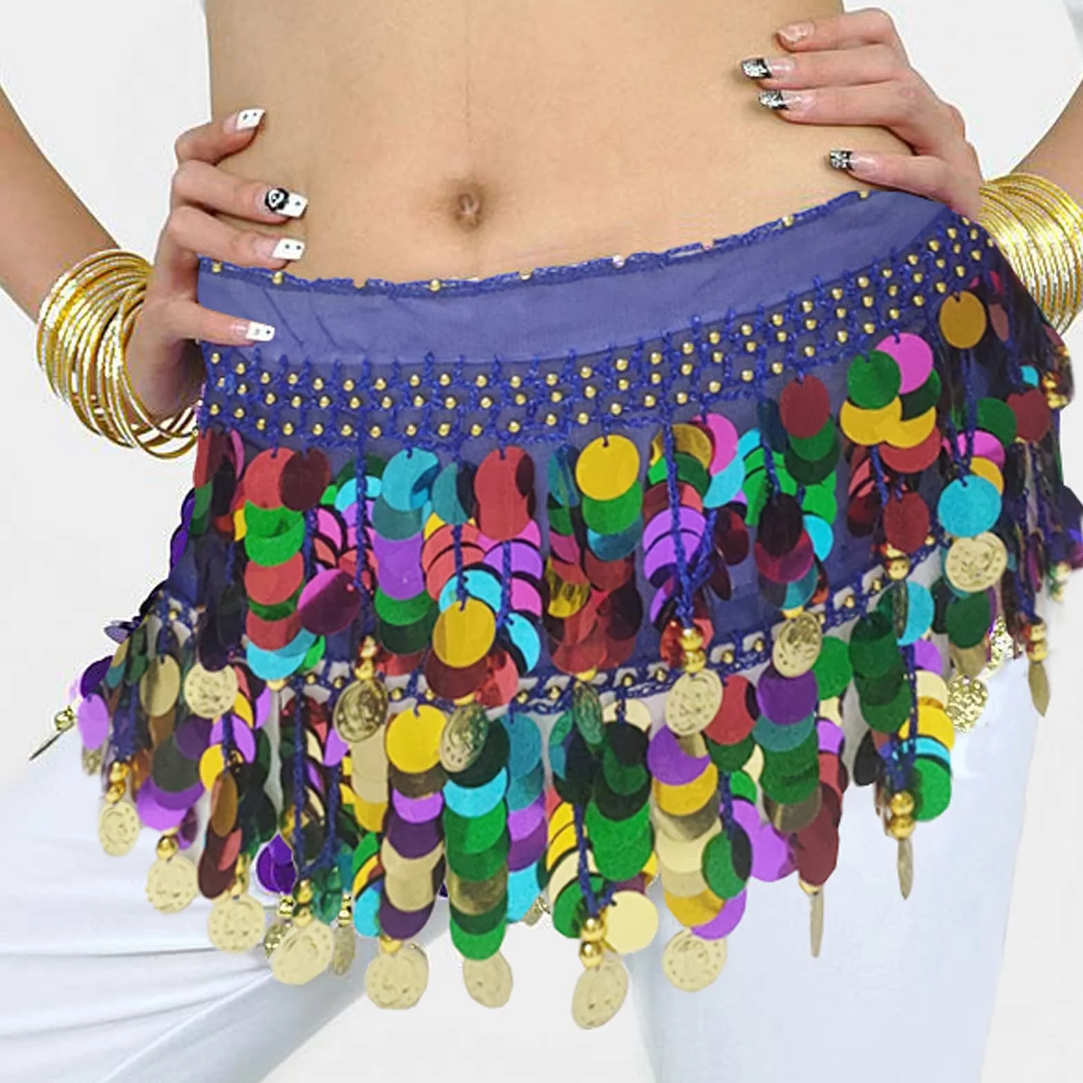 Cinturón y Pañuelo para Danza del Vientre, Azul Real