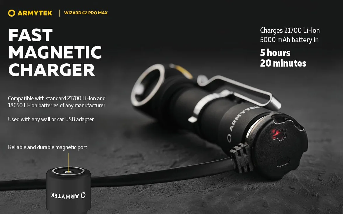 Armytek Wizard C2 Pro Max Linterna frontal LED 3720 lúmenes luz cálida recargable USB