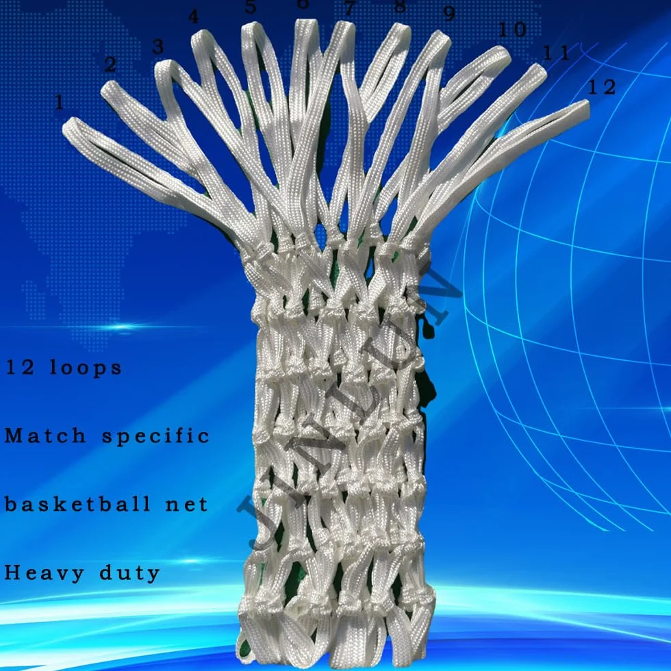 Red de baloncesto resistente para exteriores, 12 bucles, estándar de competición