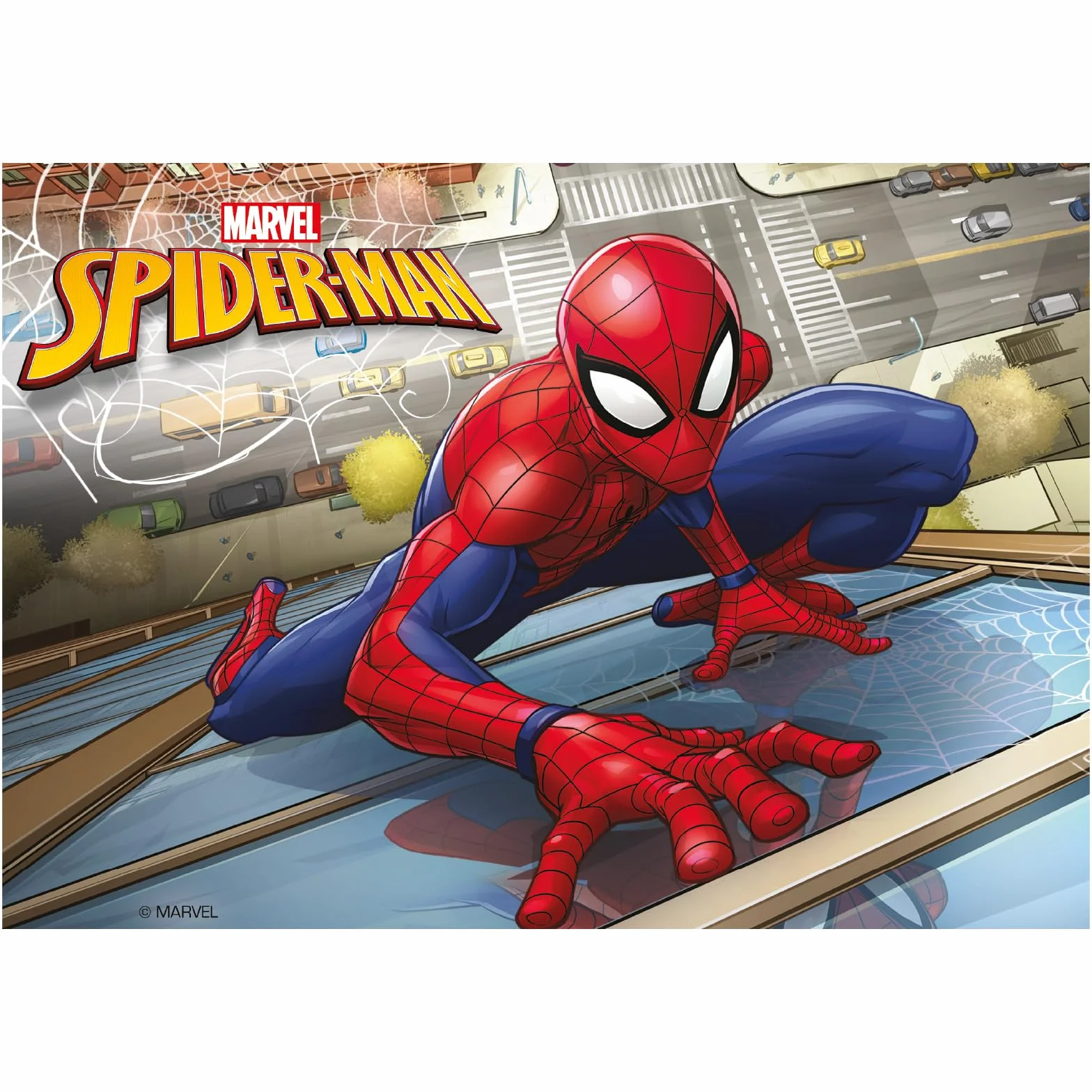 Dekora, Marvel Spiderman, Oblea Comestible para Decoración de Tarta de Cumpleaños Infantil, Adorno para Torta o Pastel Cuadrado A5