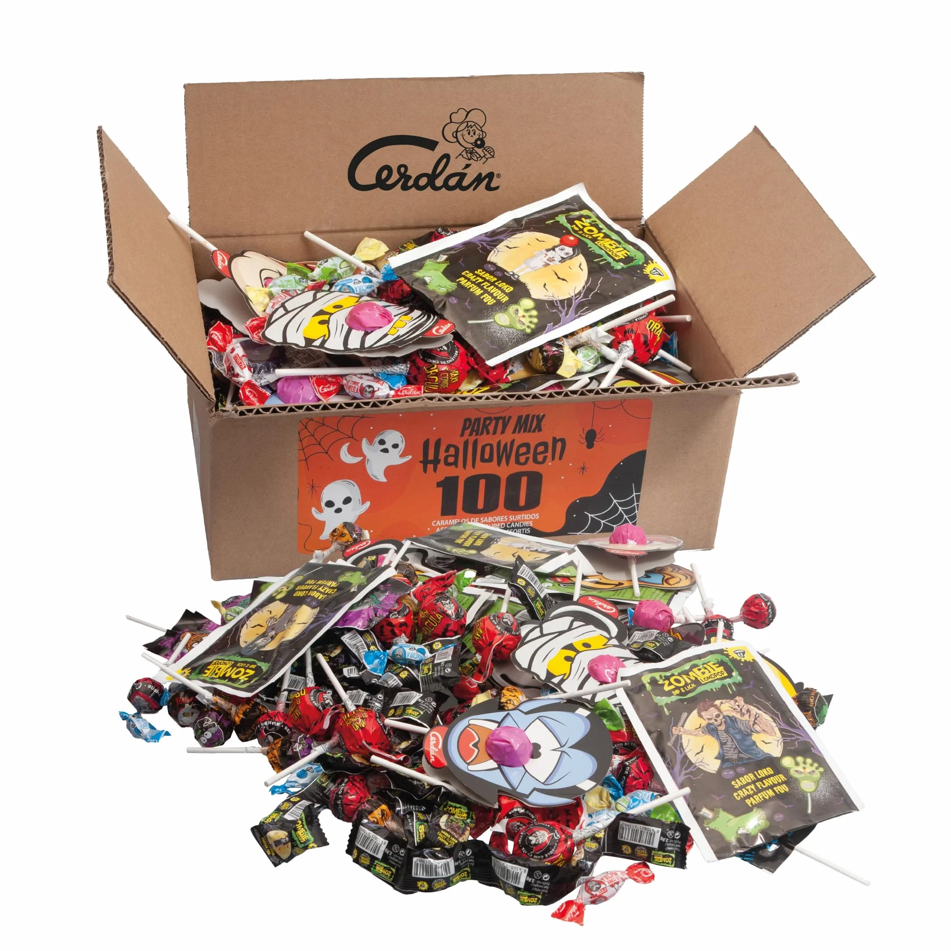 Caramelos Cerdán | Party Mix Halloween - 100 Golosinas y Caramelos de Sabores Surtidos | Relleno de Piñata Sin Gluten | Ideal para Cumpleaños, Fiestas, Navidad, Halloween