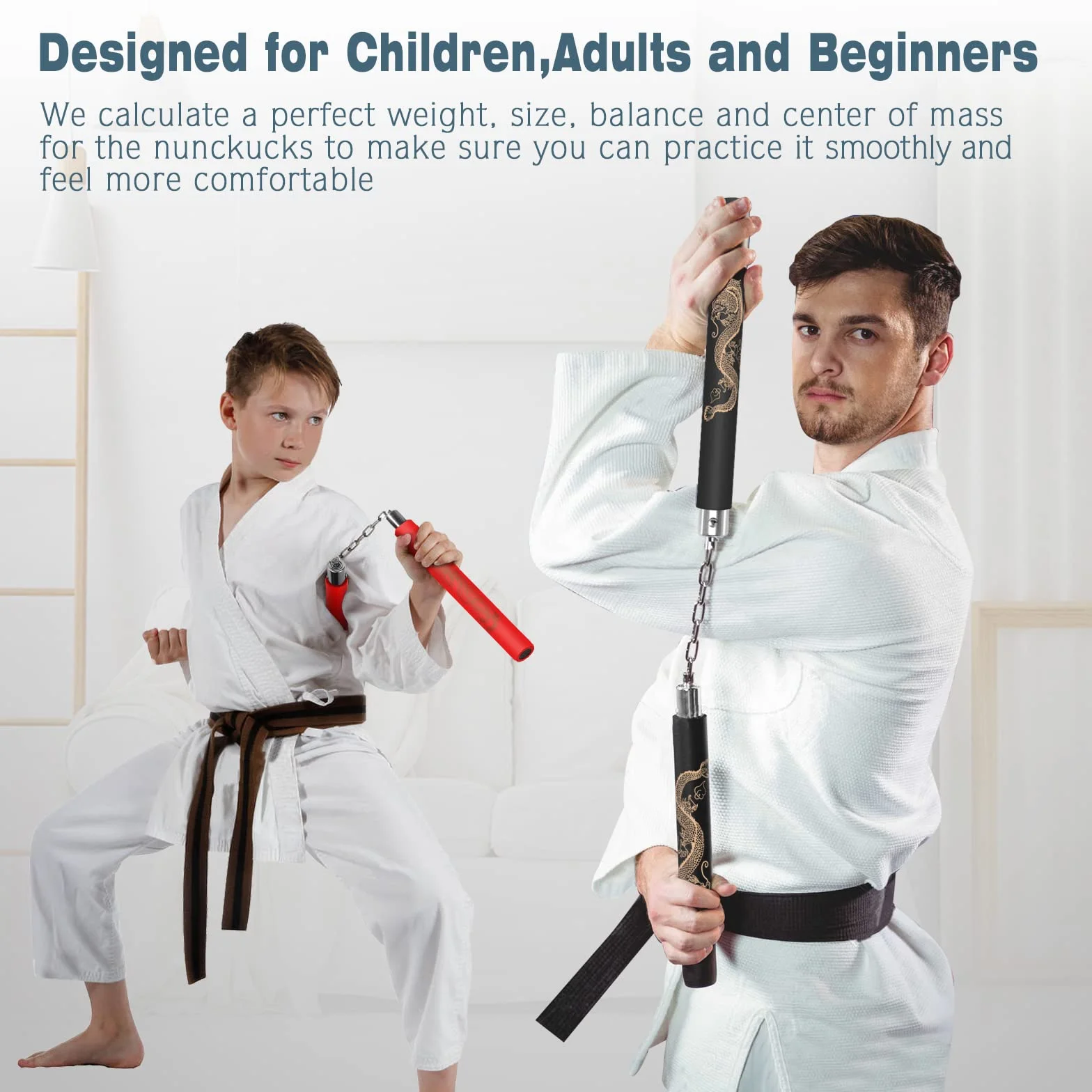 MARCOLO Nunchucks de espuma para niños y adultos, seguros y duraderos con conector de cadena de rodamiento de bolas