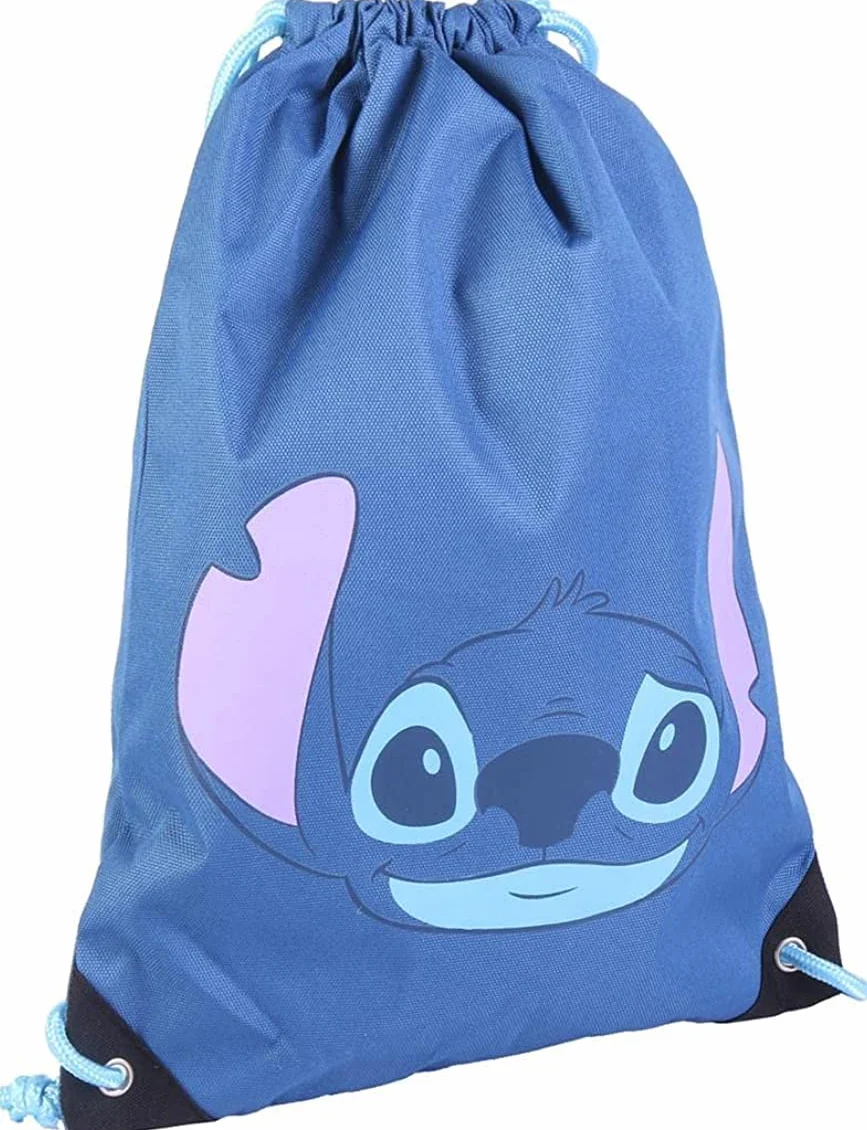 Bolsa Mochila Cuerdas Infantil Stitch Disney Licencia Oficial Unisex niños Azul Pequeño