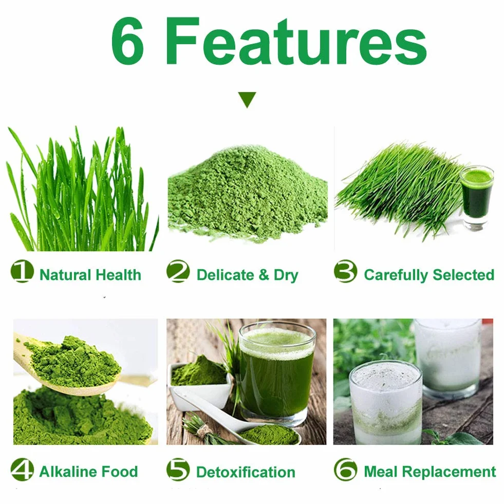 Plant Gift 100% Pure Barley leaves Powder 大麦若叶青汁粉 Polvo dietético natural, excelente sabor para bebidas, batidos, yogur, horneado, galletas y bebidas, 100g / 3.25oz