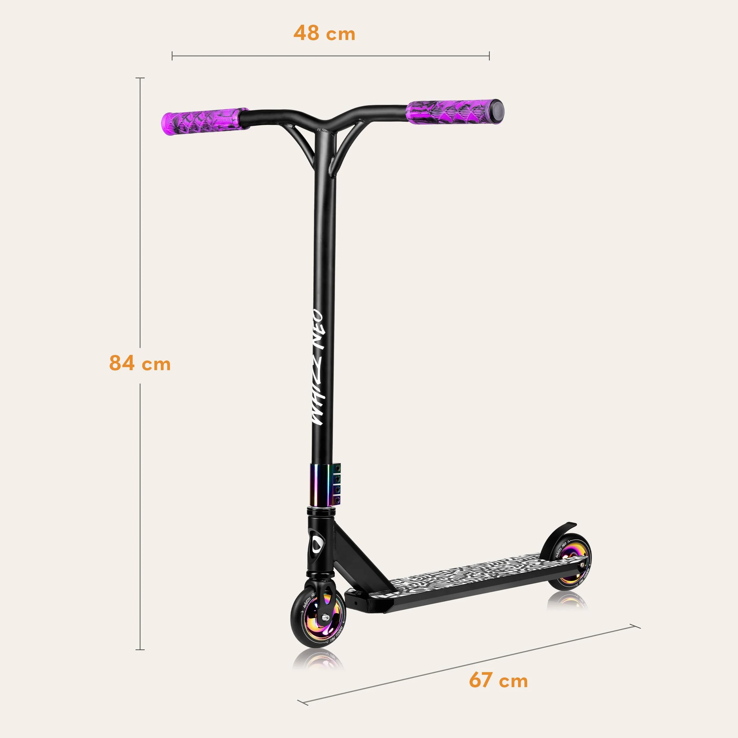 LIONELO Stunt Scooter para niños, Ruedas 110 mm, Freno Guardabarros, Cubierta Aluminio, Manillar T Ancho