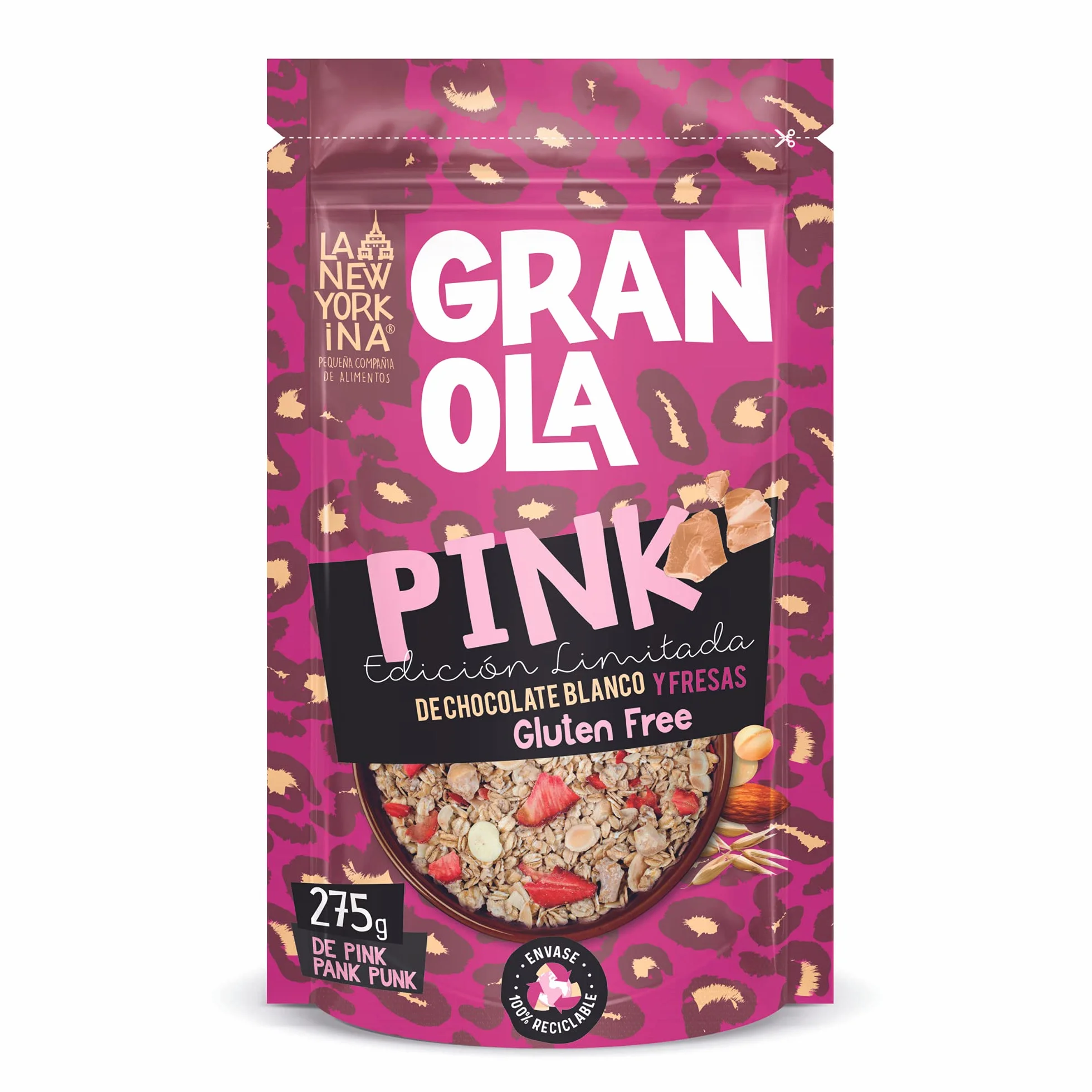 La Newyorkina Granola Sin Gluten 275g Con Chocolate Blanco y Fresas