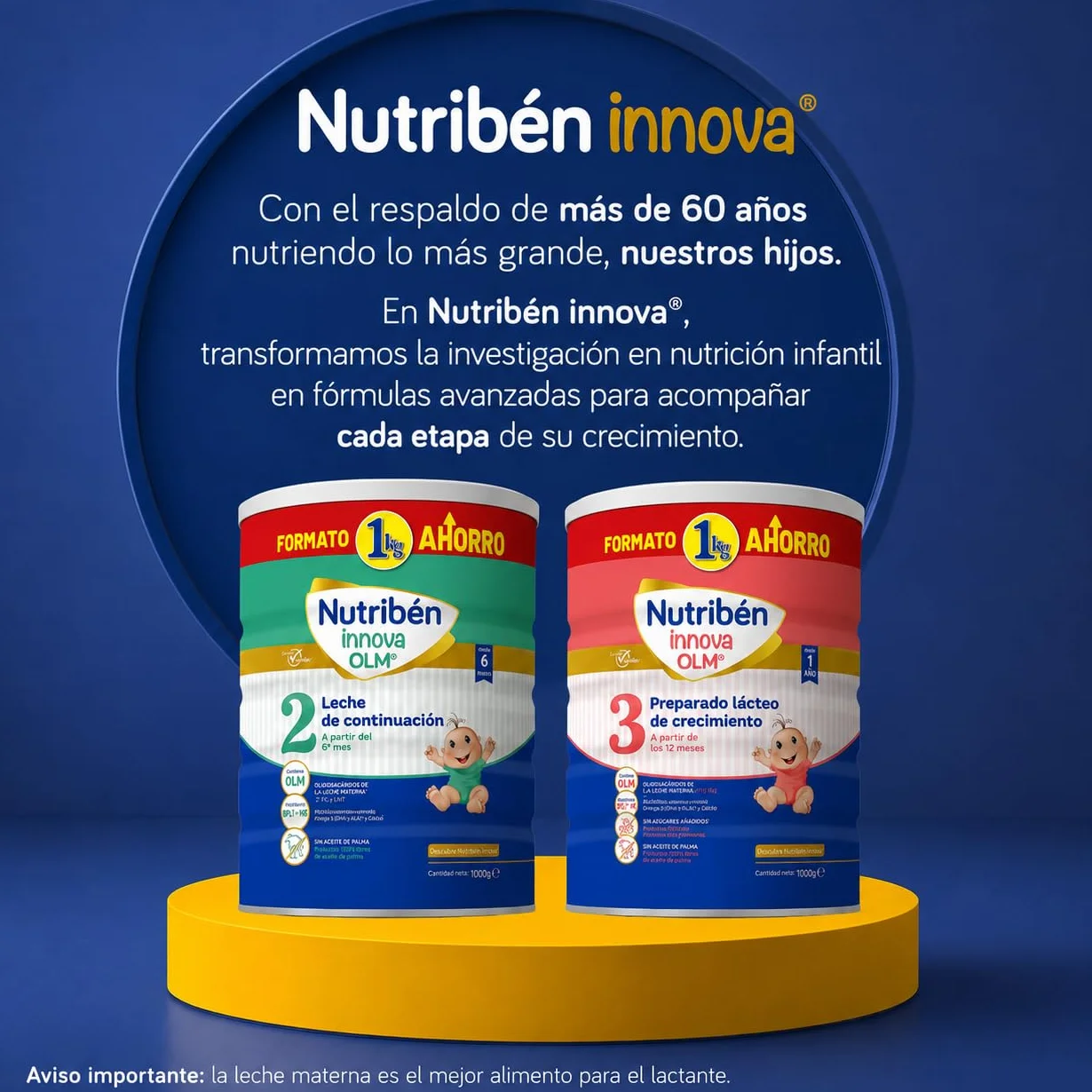 Nutribén Innova 2 Leche de Fórmula en Polvo de Continuación 1KG sin Aceite de Palma con DHA