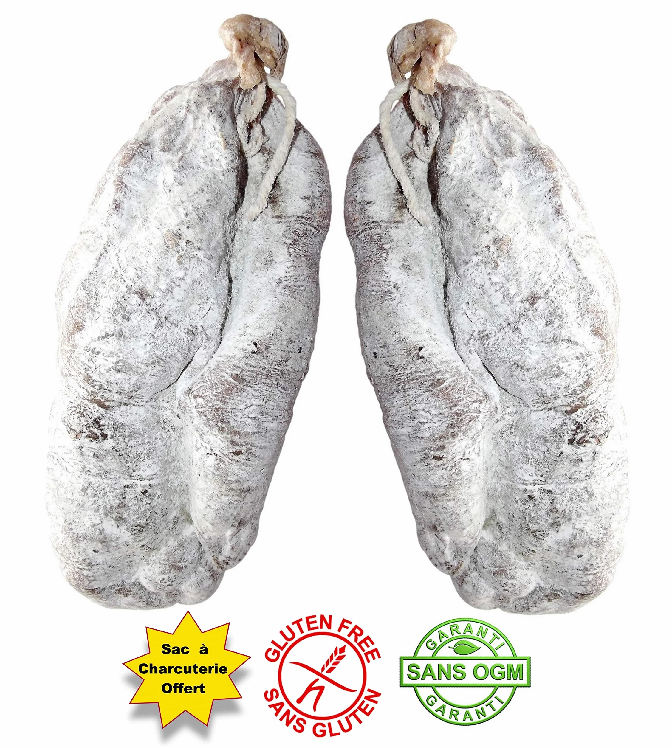 Juego de embutidos catalanes n.º 59: 2 tuercas hombro naturaleza aprox. 600 g. Bolsa de embutidos de regalo.