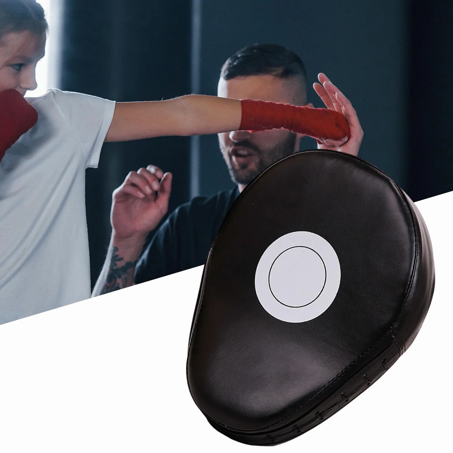 Manoplas de boxeo de cuero PU para adultos, almohadillas de MMA y entrenamiento