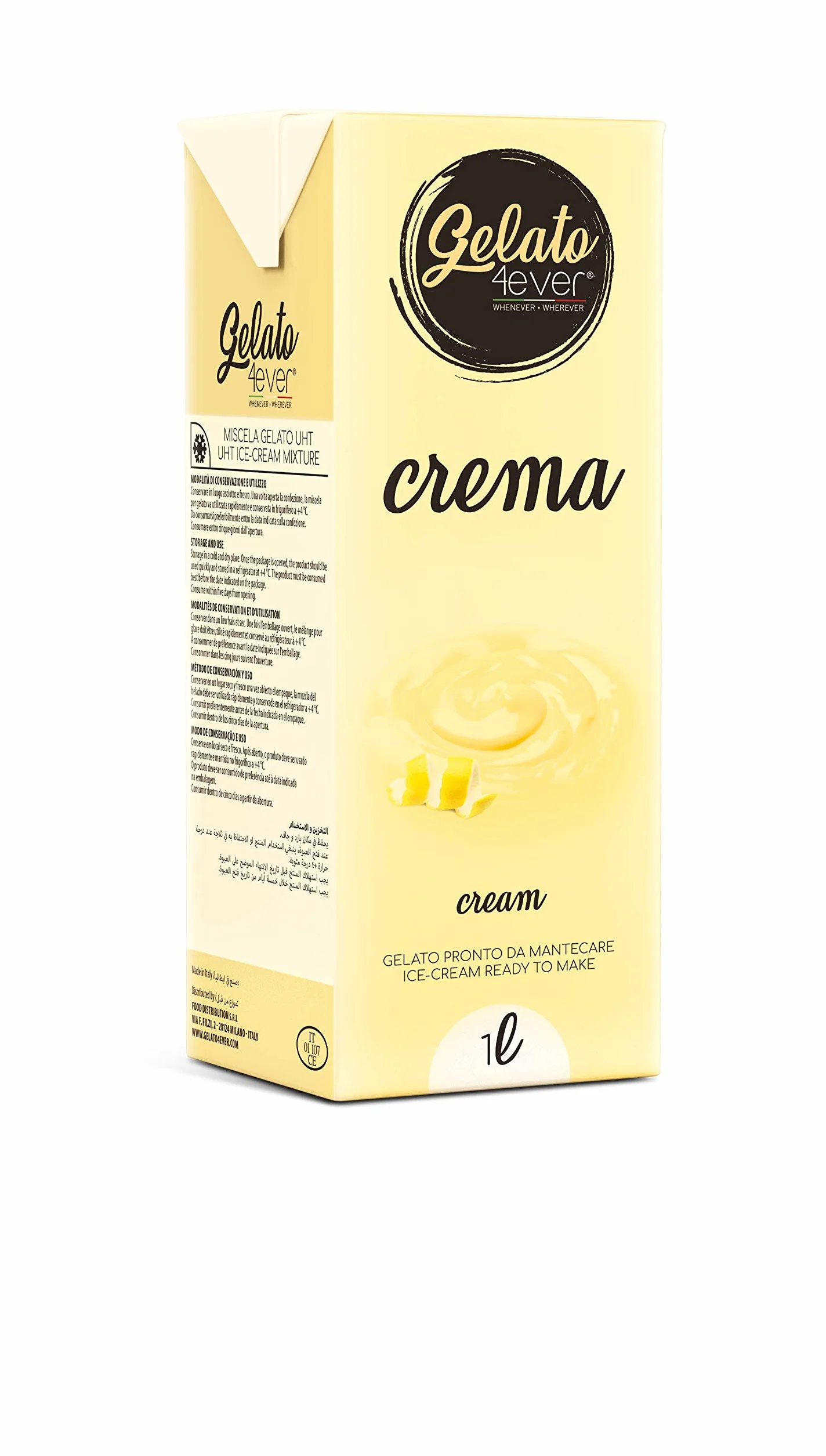 Gelato 4ever - Preparado para helado listo para mantecar, Double Pack, fácil de preparar, compatible con todas las máquinas para helados como Ninja Creami, Magimix, HKoenig, 1 litro para brick