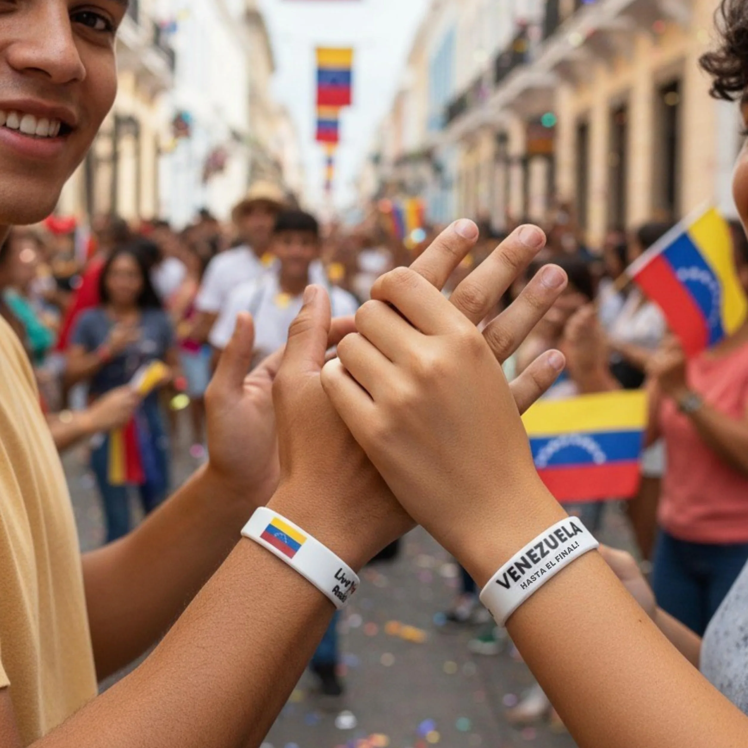 Bandera Venezuela 7 Estrellas Pulsera Silicona Premium 15 mm x 202 mm Negro Blanco Vinotinto