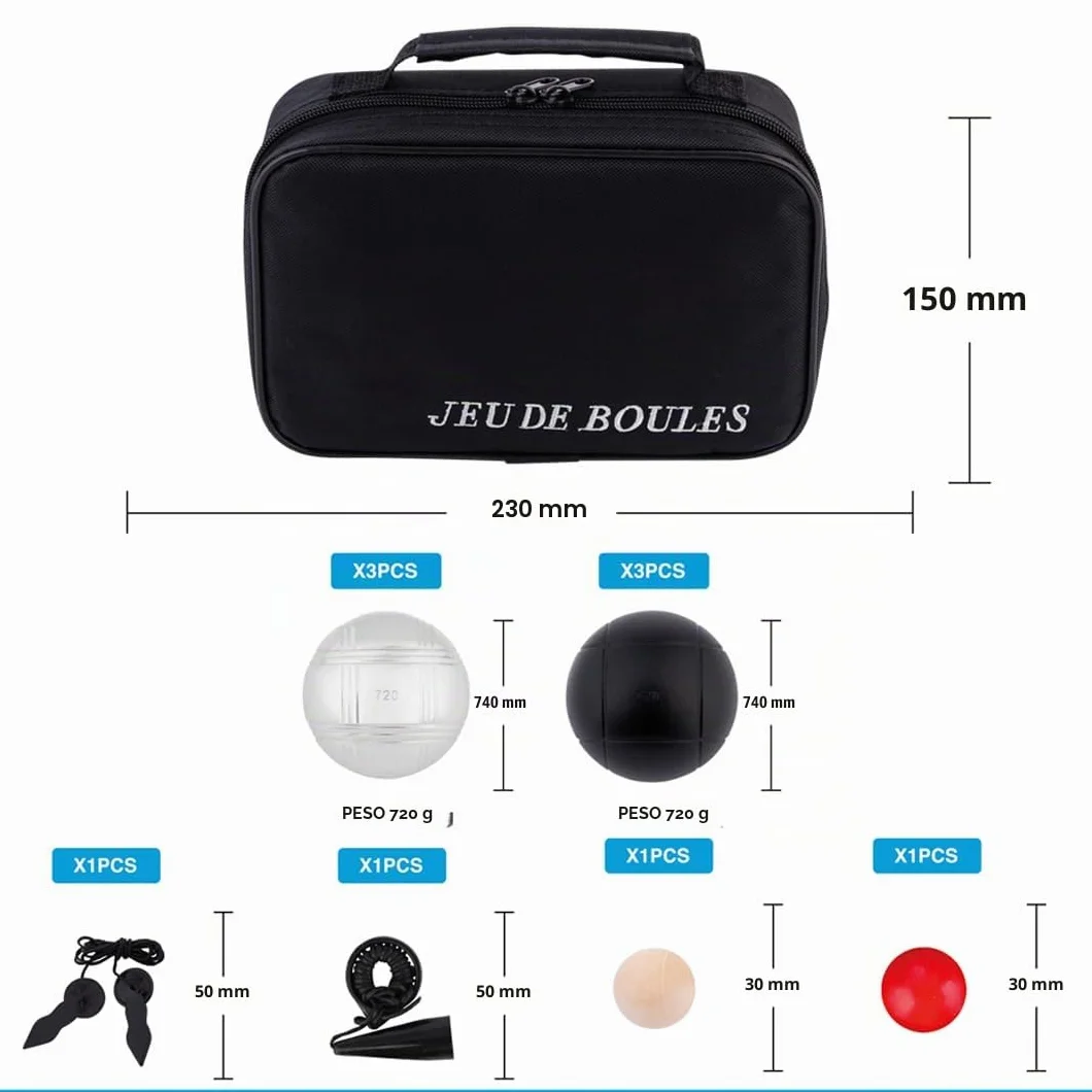 Engelhart Weiblespiele Juego de Bolas de Petanca 6 Unidades Negro Plateado