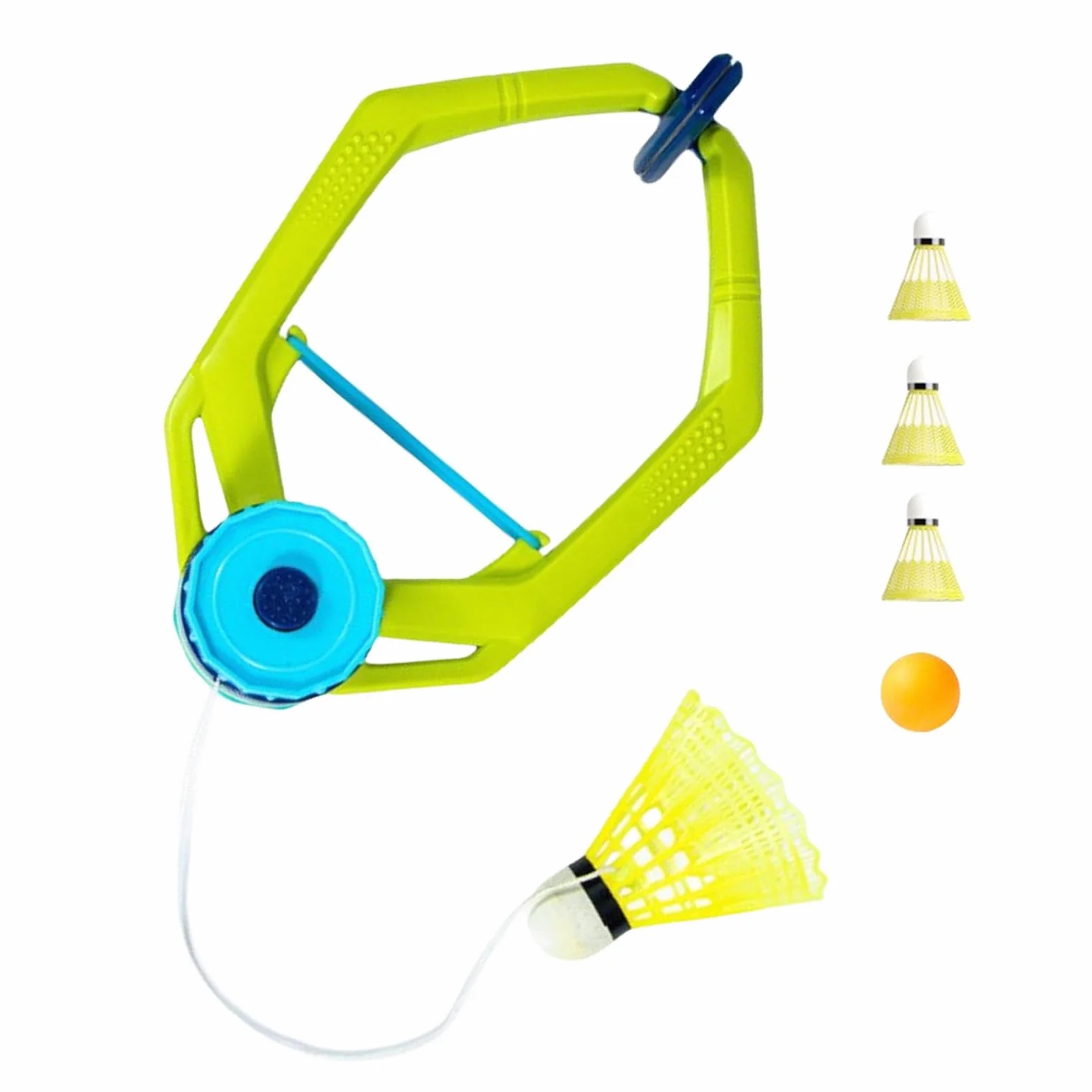Entrenador de bádminton ajustable para práctica de rebote, incluye volante con cuerda, tenis de mesa y pelotas de bádminton, 15x23 cm